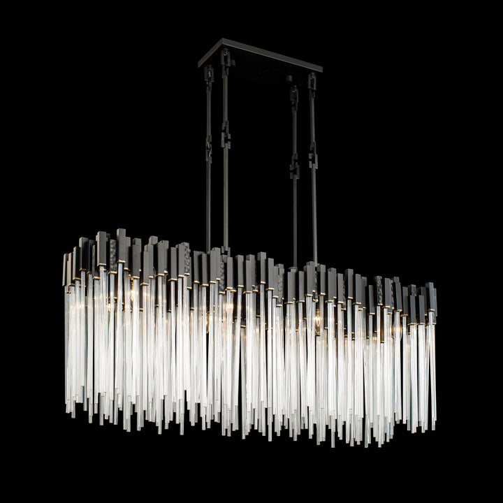 Matrix 309N08MBFG 8-Light Linear Pendant Light - Matte Black/French Gold