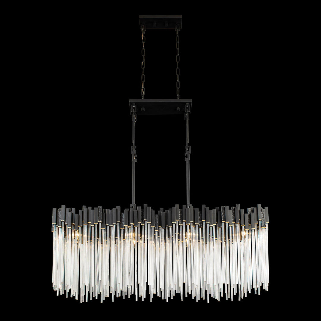 Matrix 309N08MBFG 8-Light Linear Pendant Light - Matte Black/French Gold