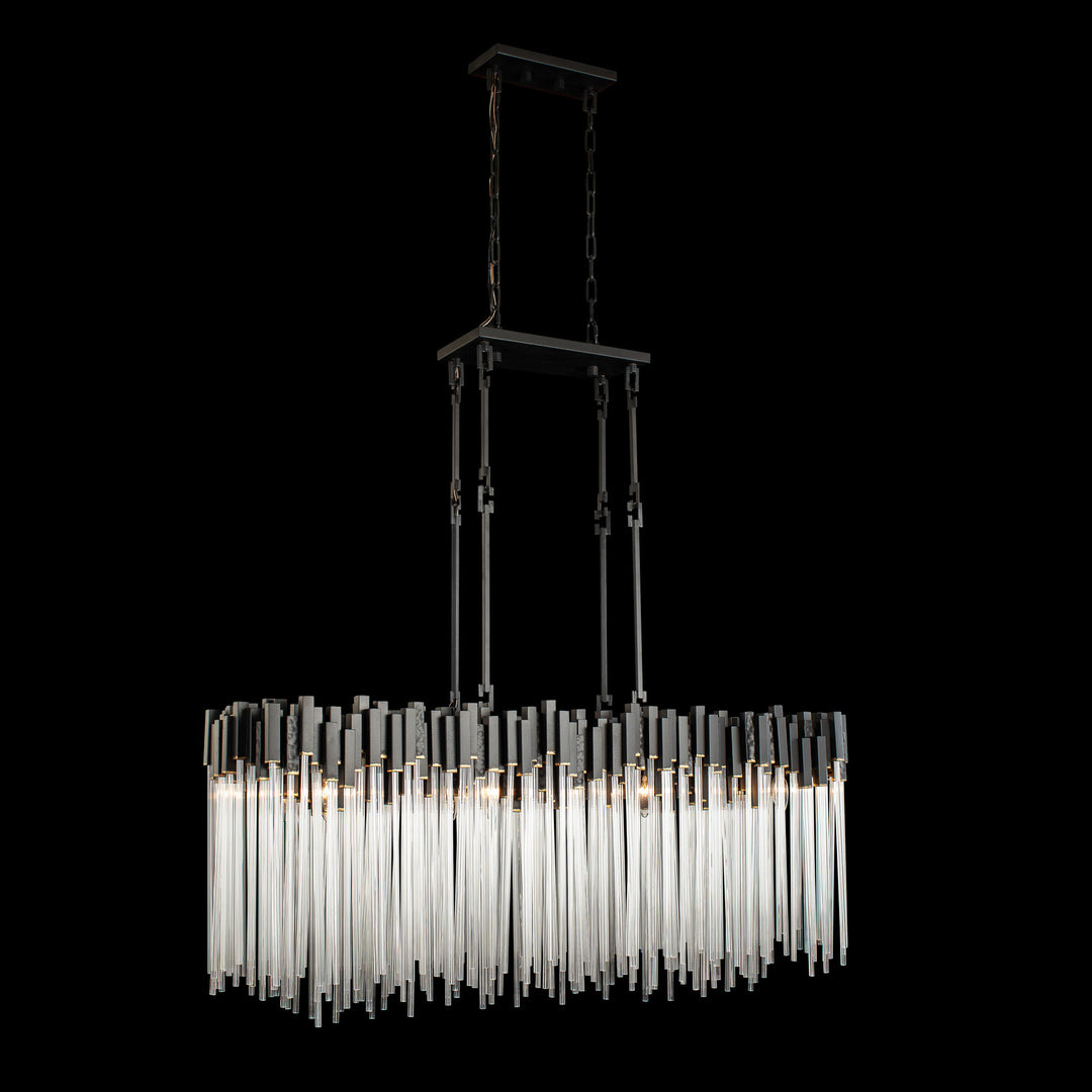 Matrix 309N08MBFG 8-Light Linear Pendant Light - Matte Black/French Gold