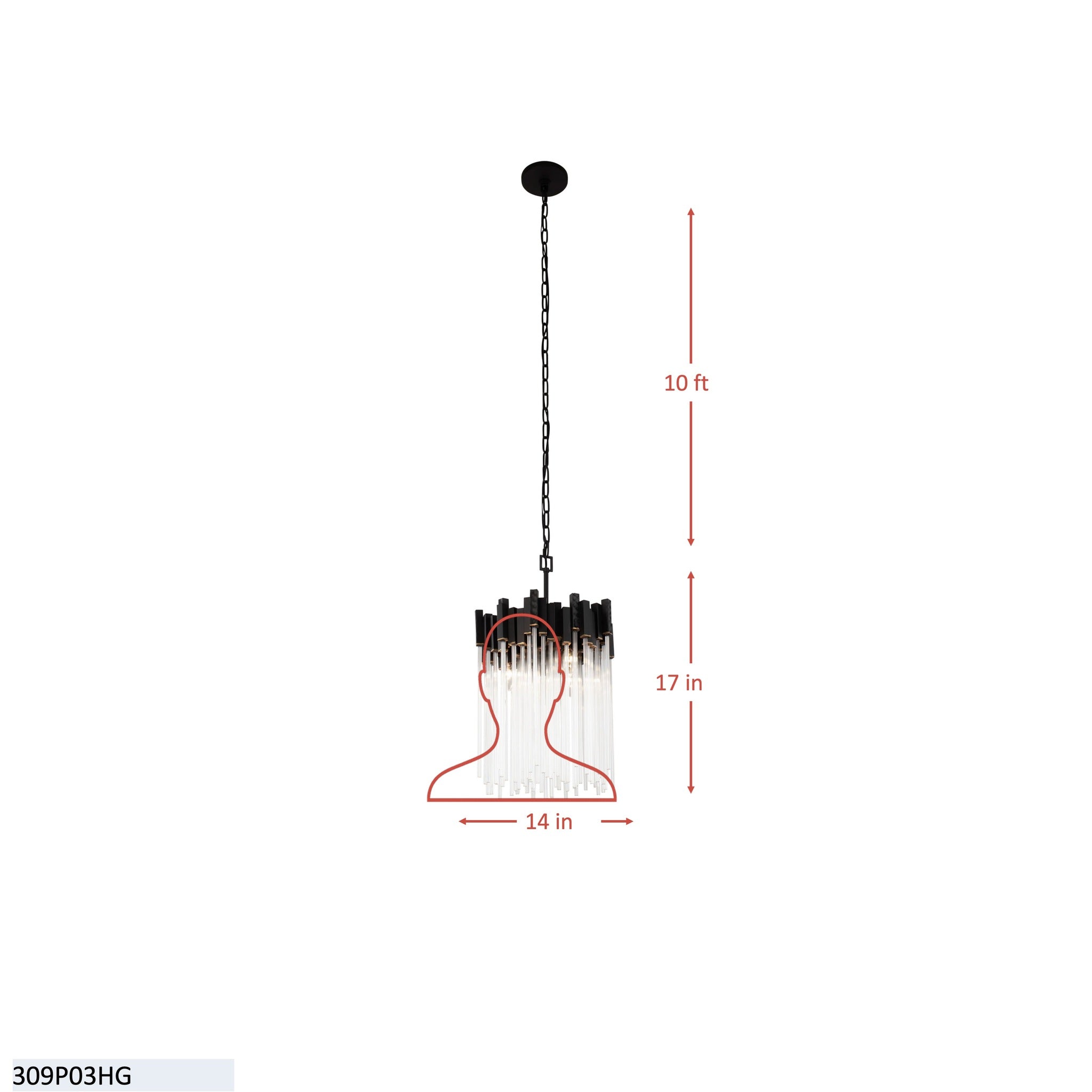 Matrix 3 Light Pendant - Matte Black/French Gold