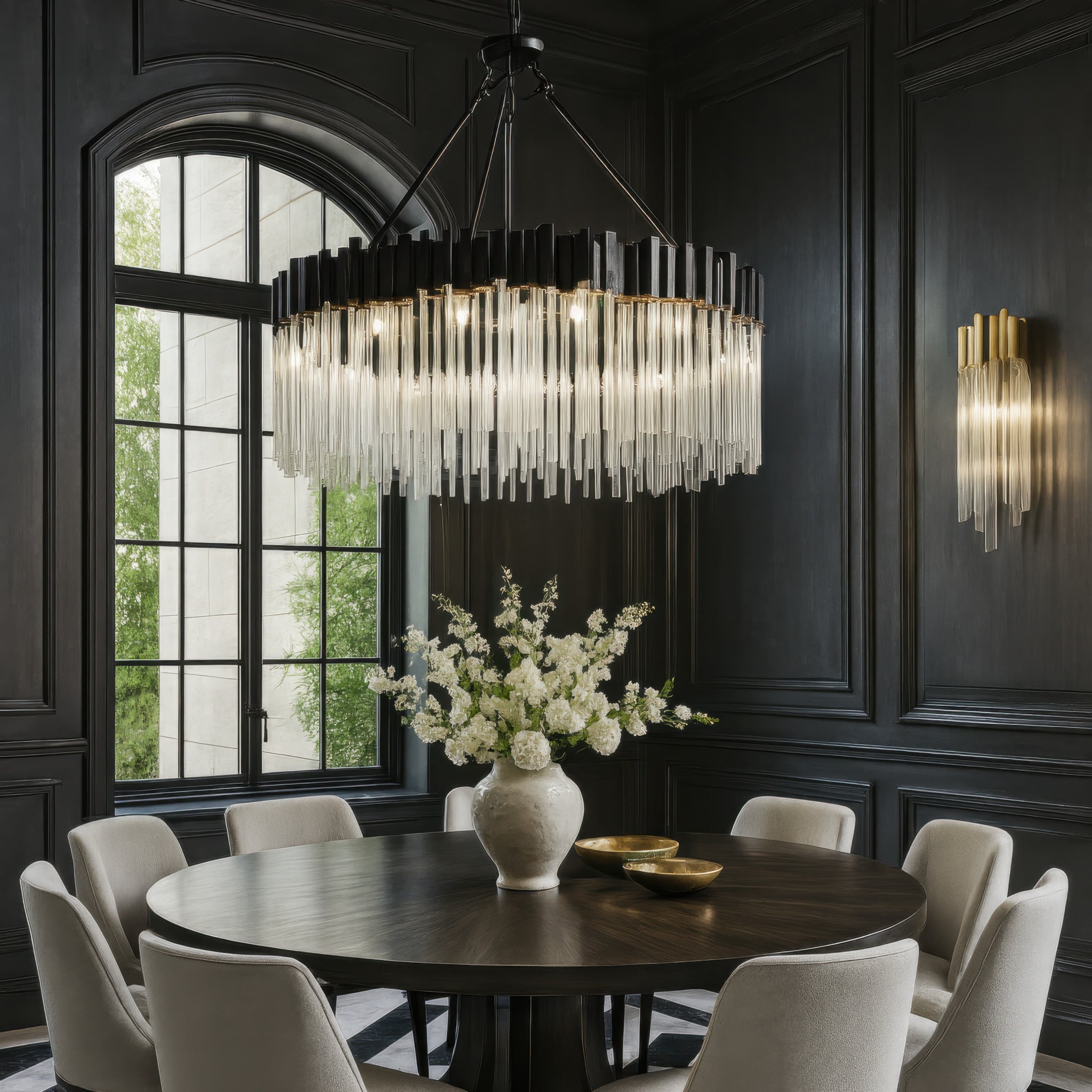 Matrix 12 Light Pendant - Matte Black/French Gold