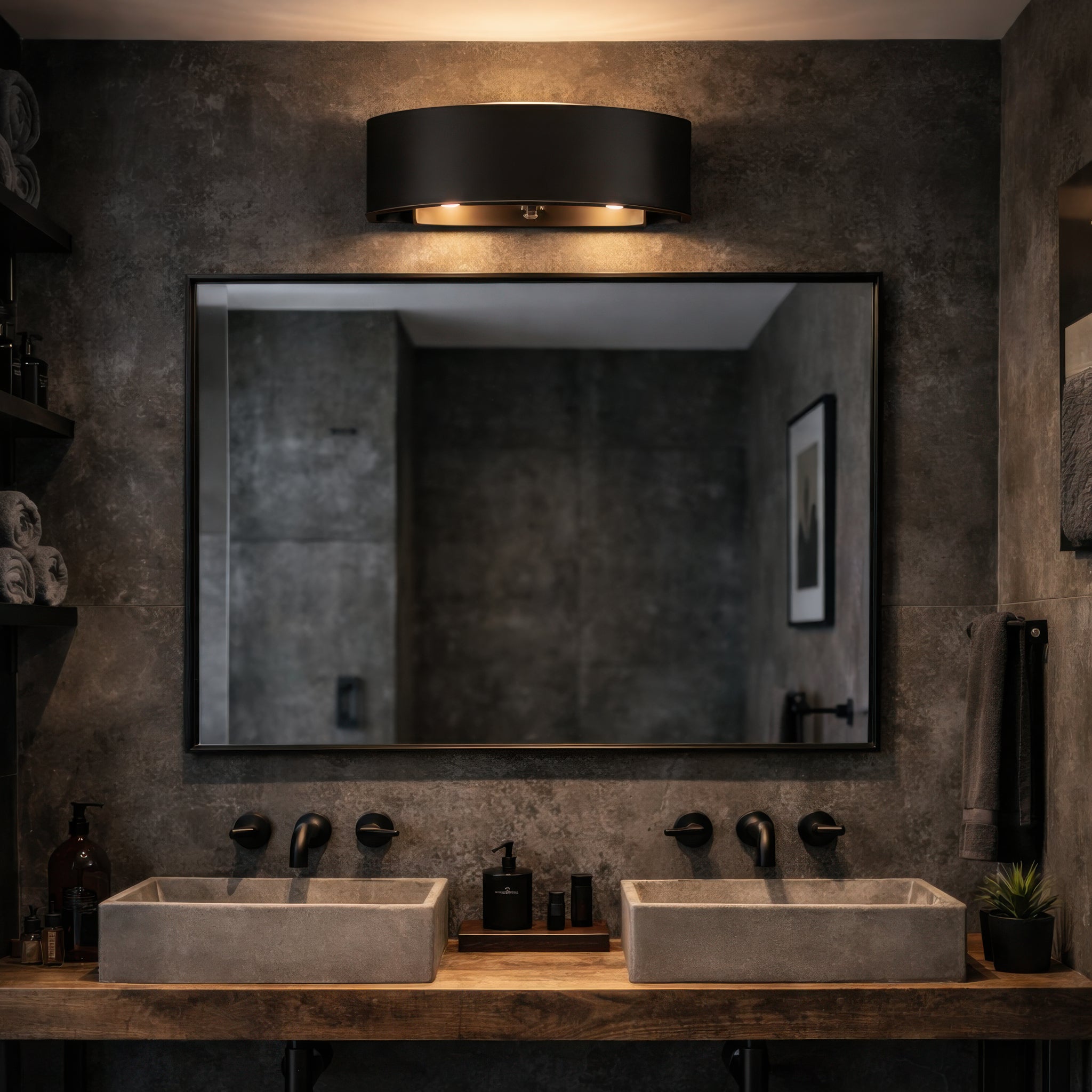 Cannery 2 Light Bath - Dark Bronze & French Gold