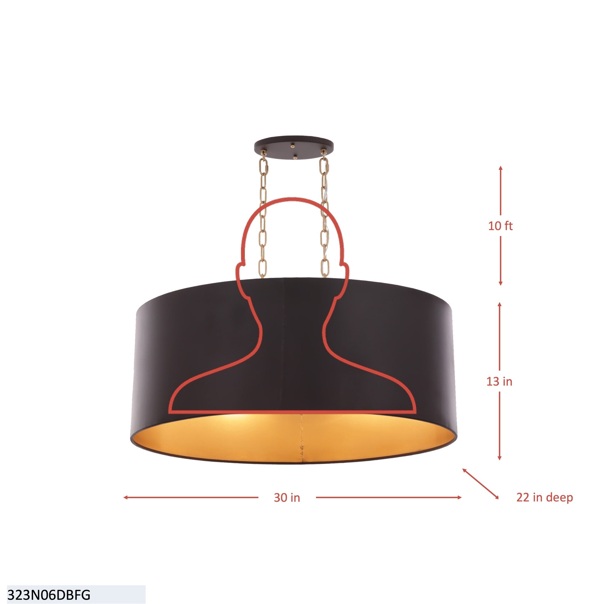 Cannery 6 Light Oval/Linear Pendant - Dark Bronze & French Gold
