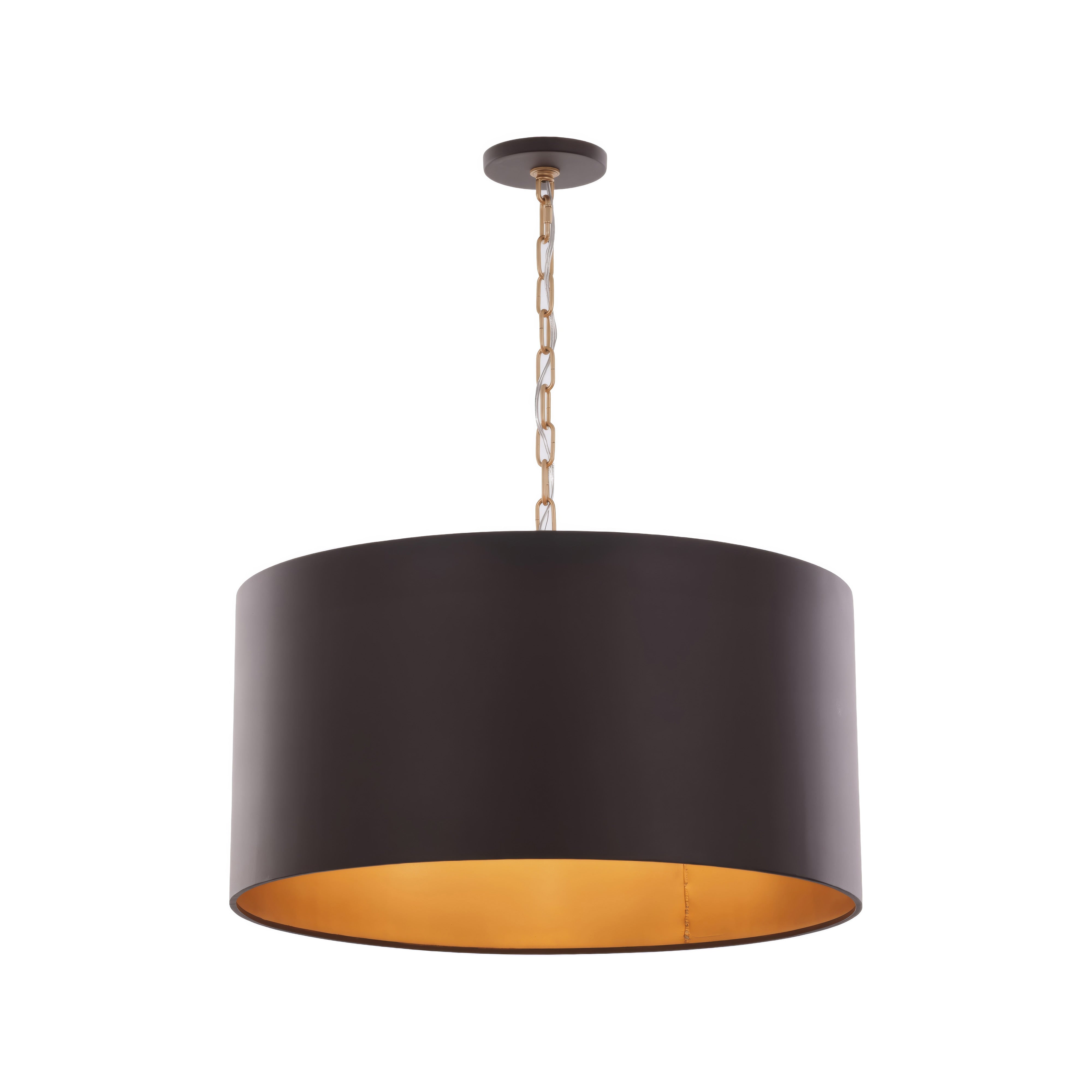 Cannery 4 Light Drum Pendant - Dark Bronze & French Gold