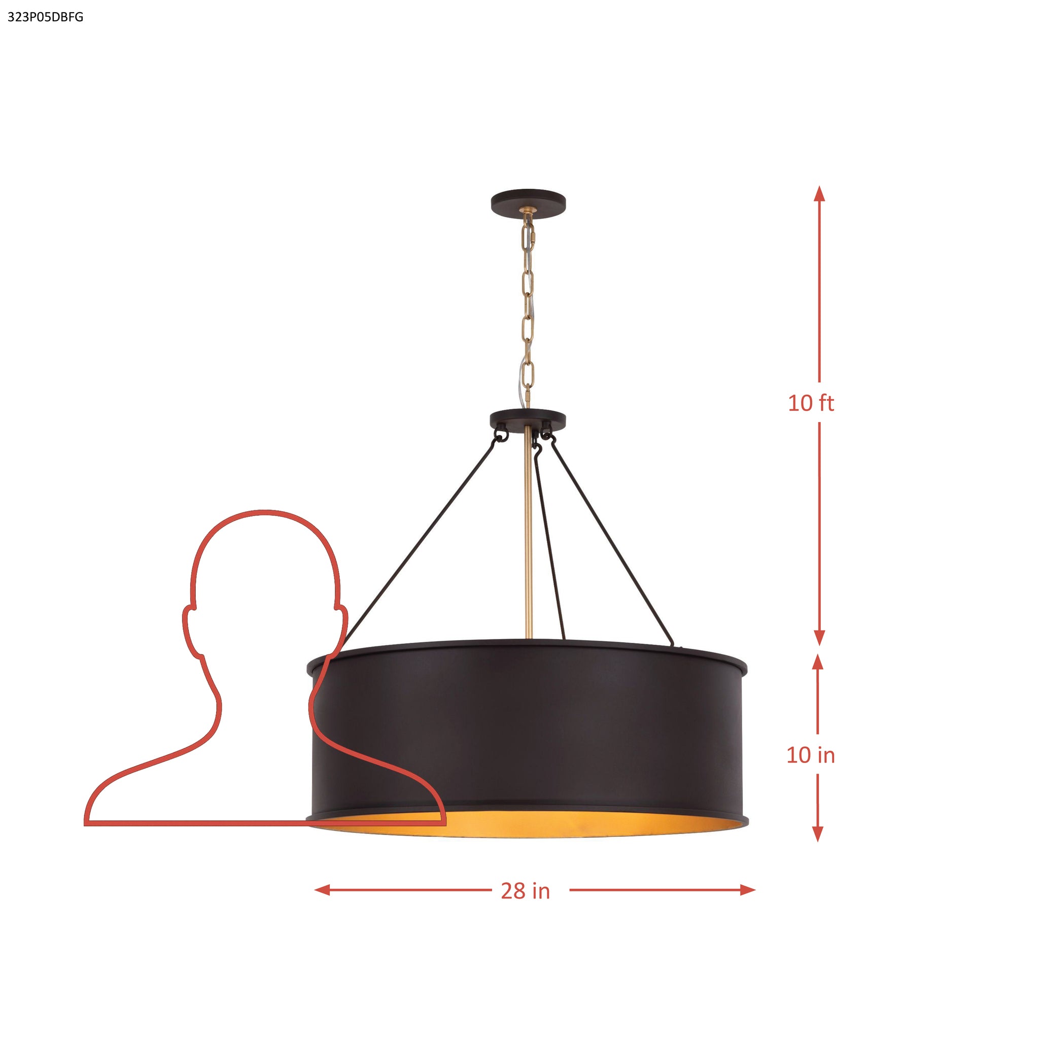 Cannery 5 Light Pendant - Dark Bronze & French Gold