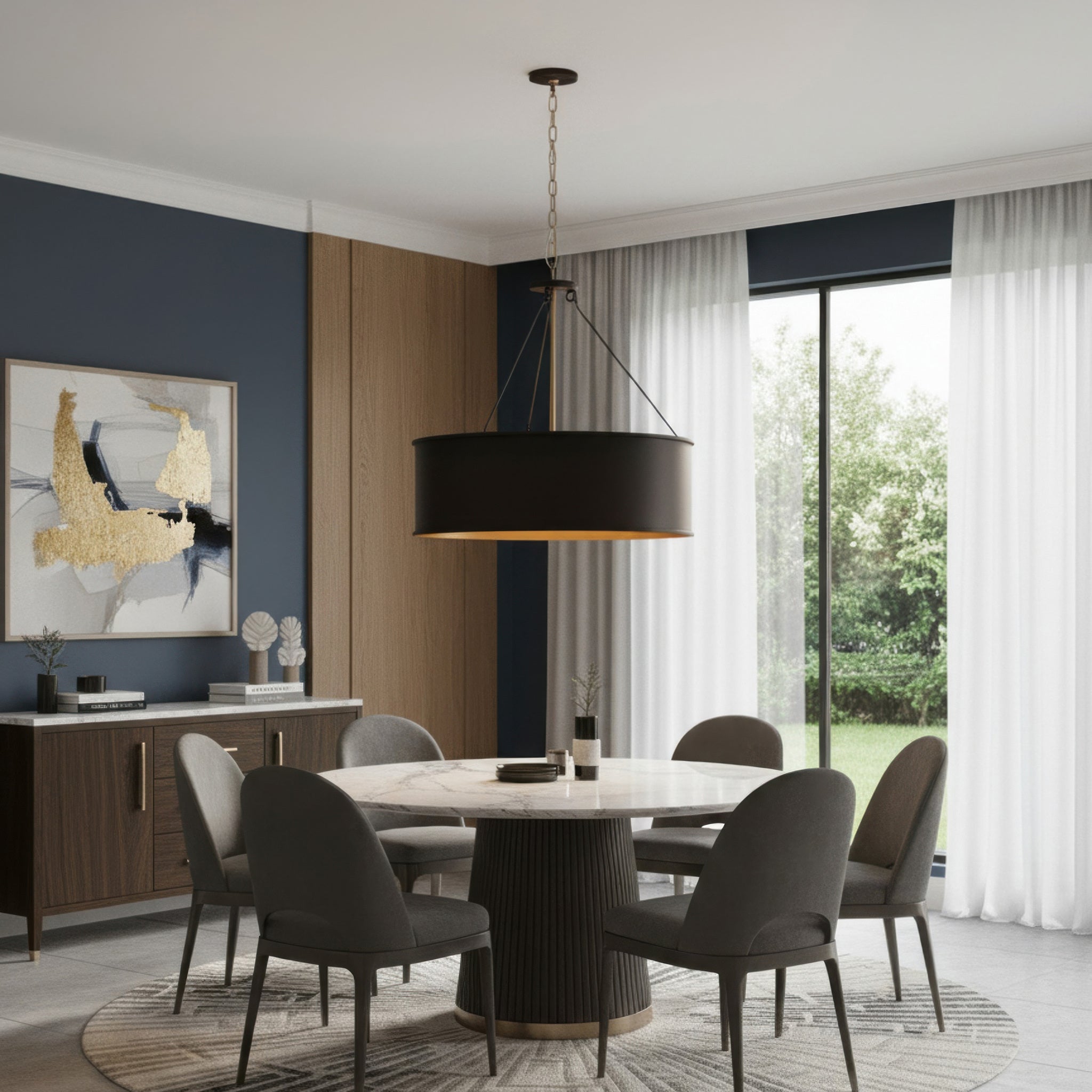 Cannery 5 Light Pendant - Dark Bronze & French Gold