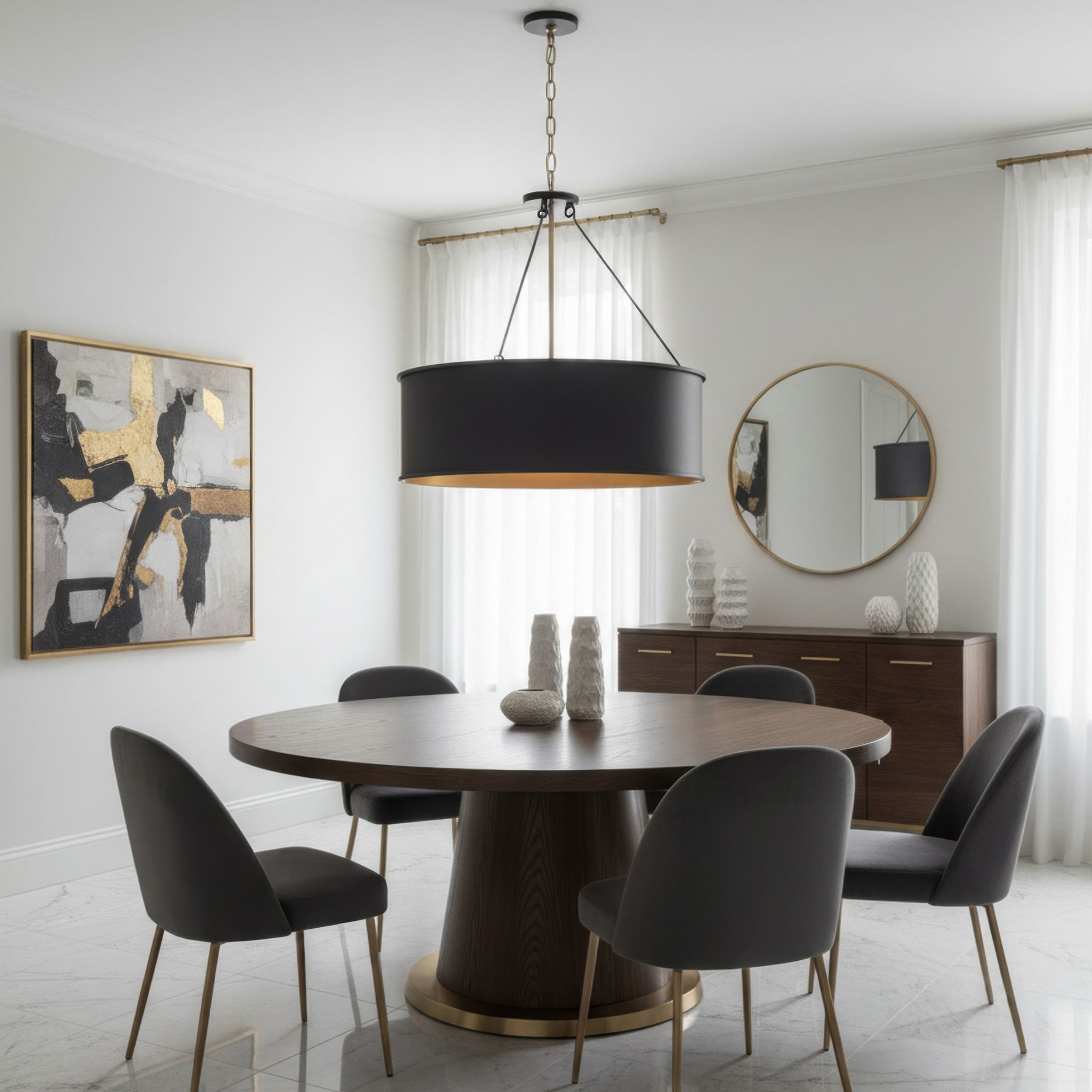 Cannery 5 Light Pendant - Dark Bronze & French Gold