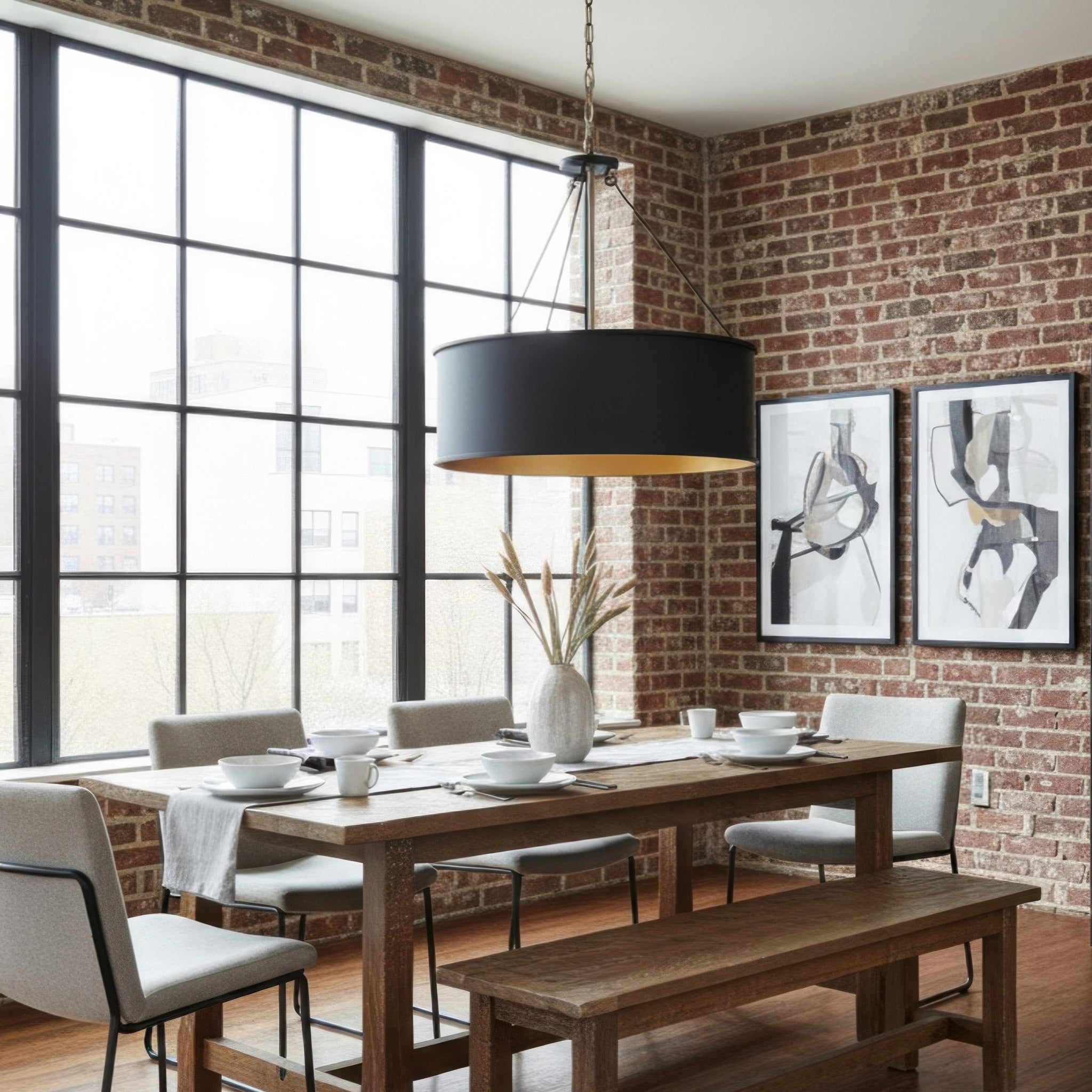 Cannery 5 Light Pendant - Dark Bronze & French Gold