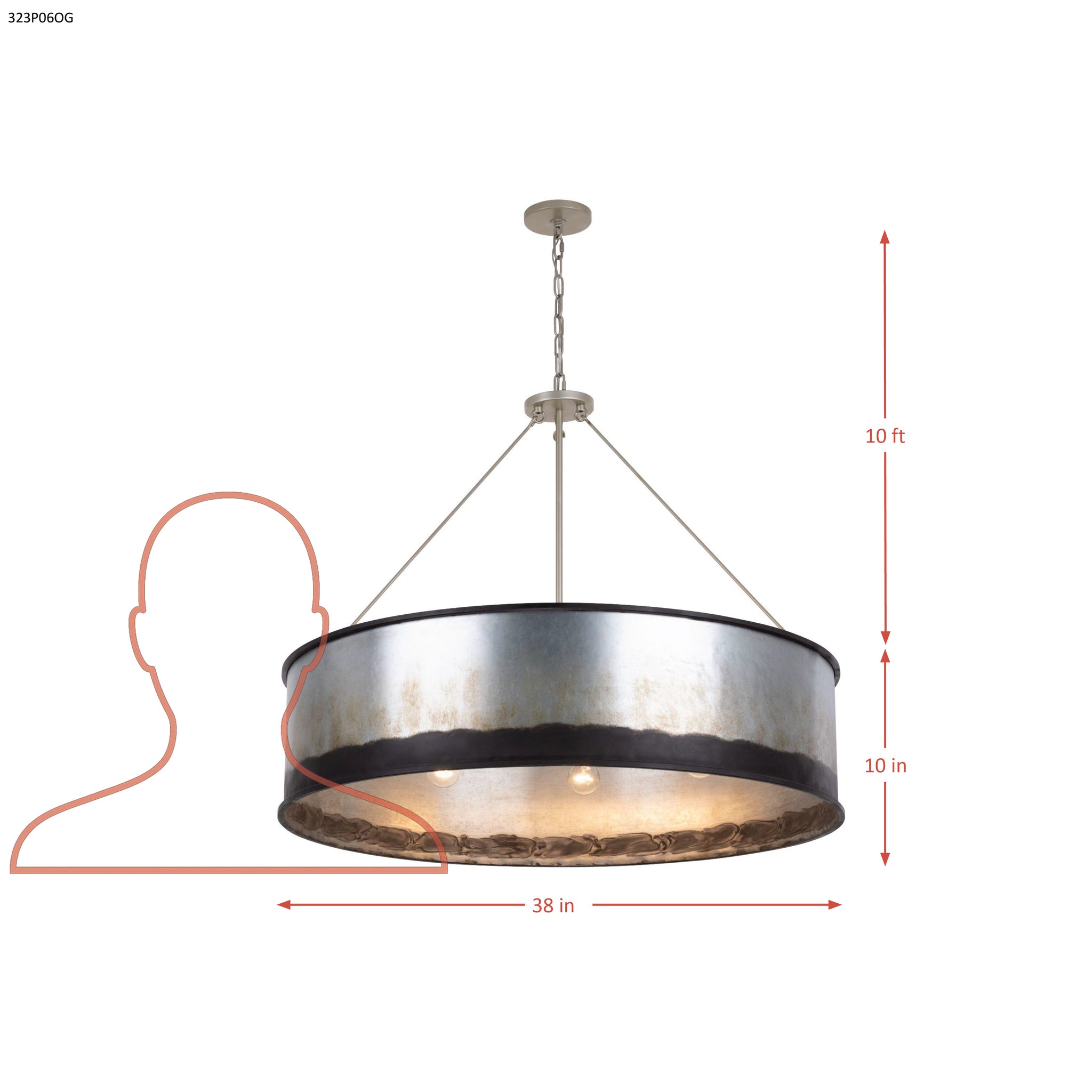 Cannery 6 Light Pendant - Ombre Galvanized