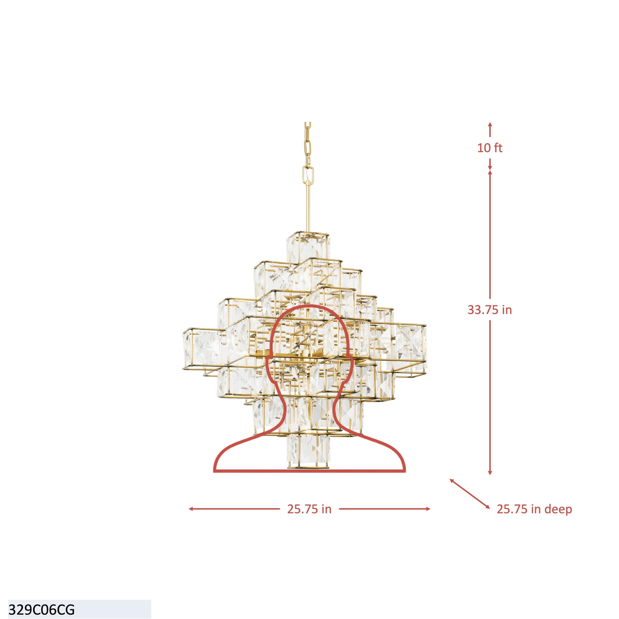 Cubic 6 Light Chandelier - Calypso Gold
