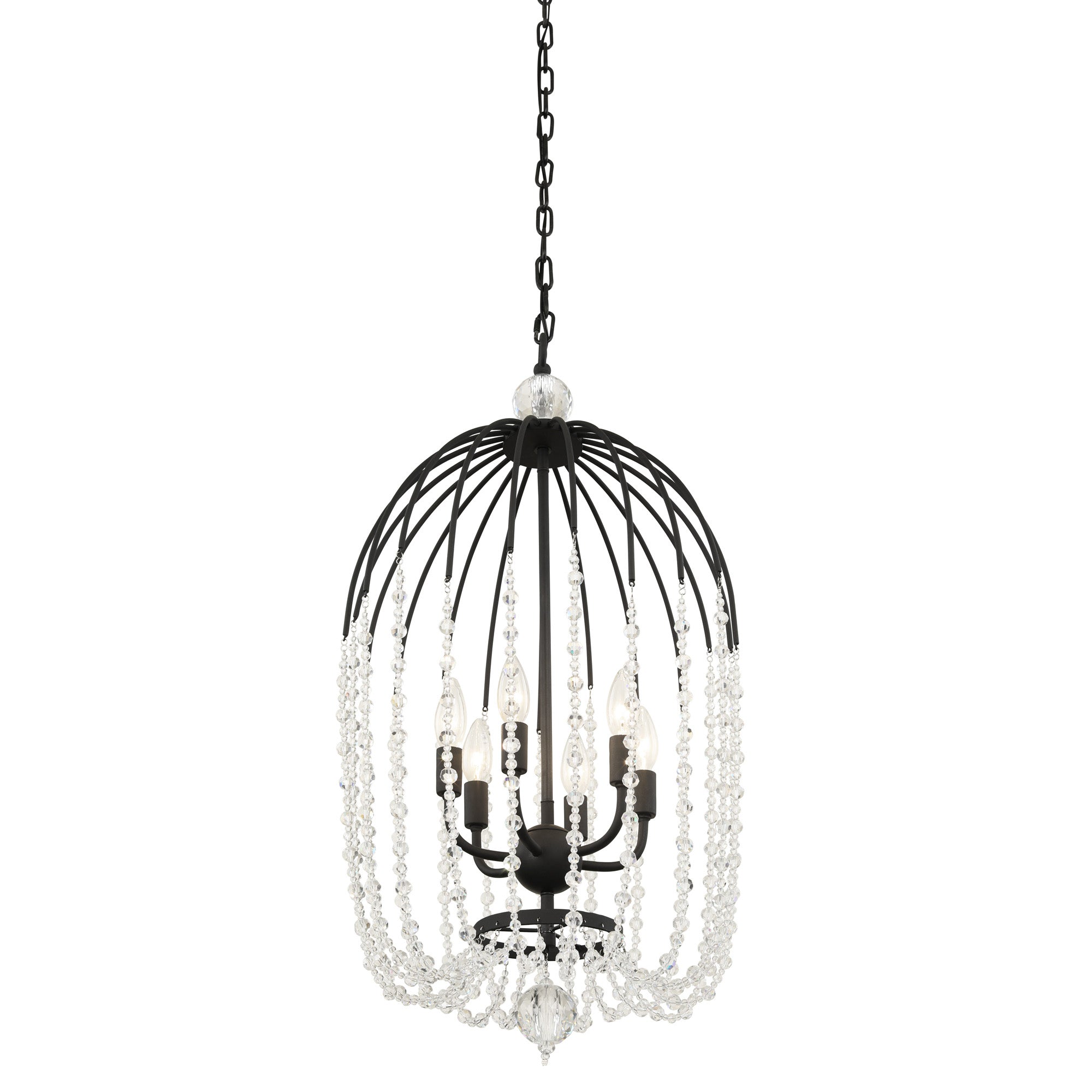 Voliere 6 Light Crystal Pendant - Matte Black