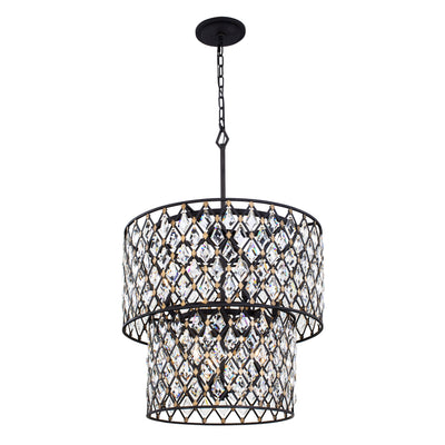 Windsor 7 Light 2-Tier Crystal Chandelier - Carbon/Havana Gold