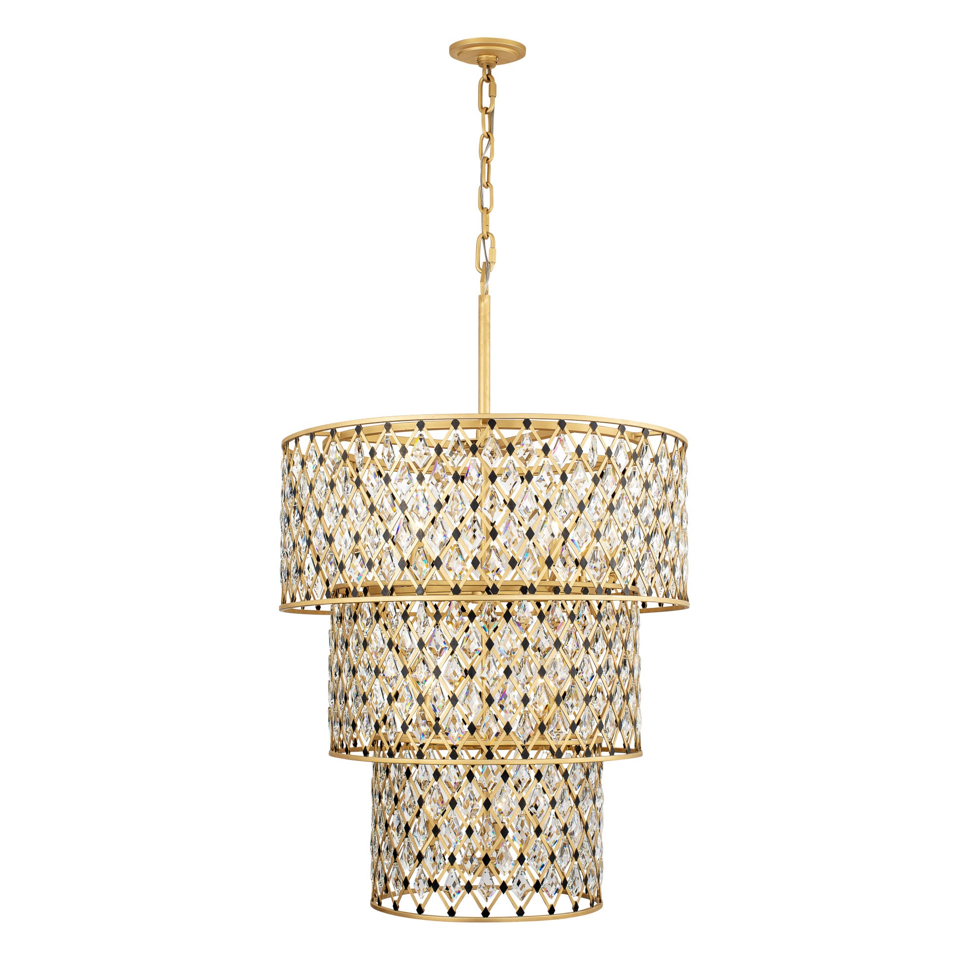 Windsor 13 Light 3-Tier Crystal Chandelier - French Gold/Matte Black