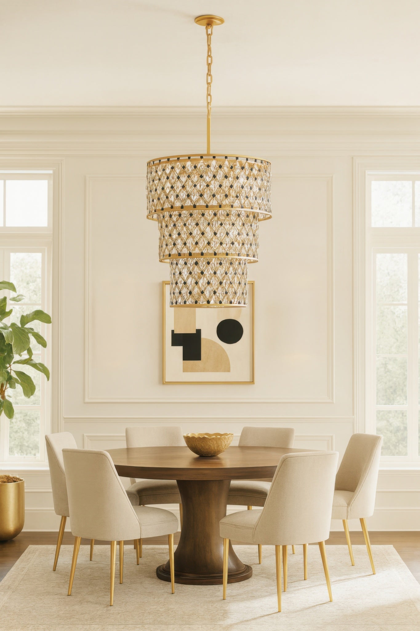 Windsor 13 Light 3-Tier Crystal Chandelier - French Gold/Matte Black