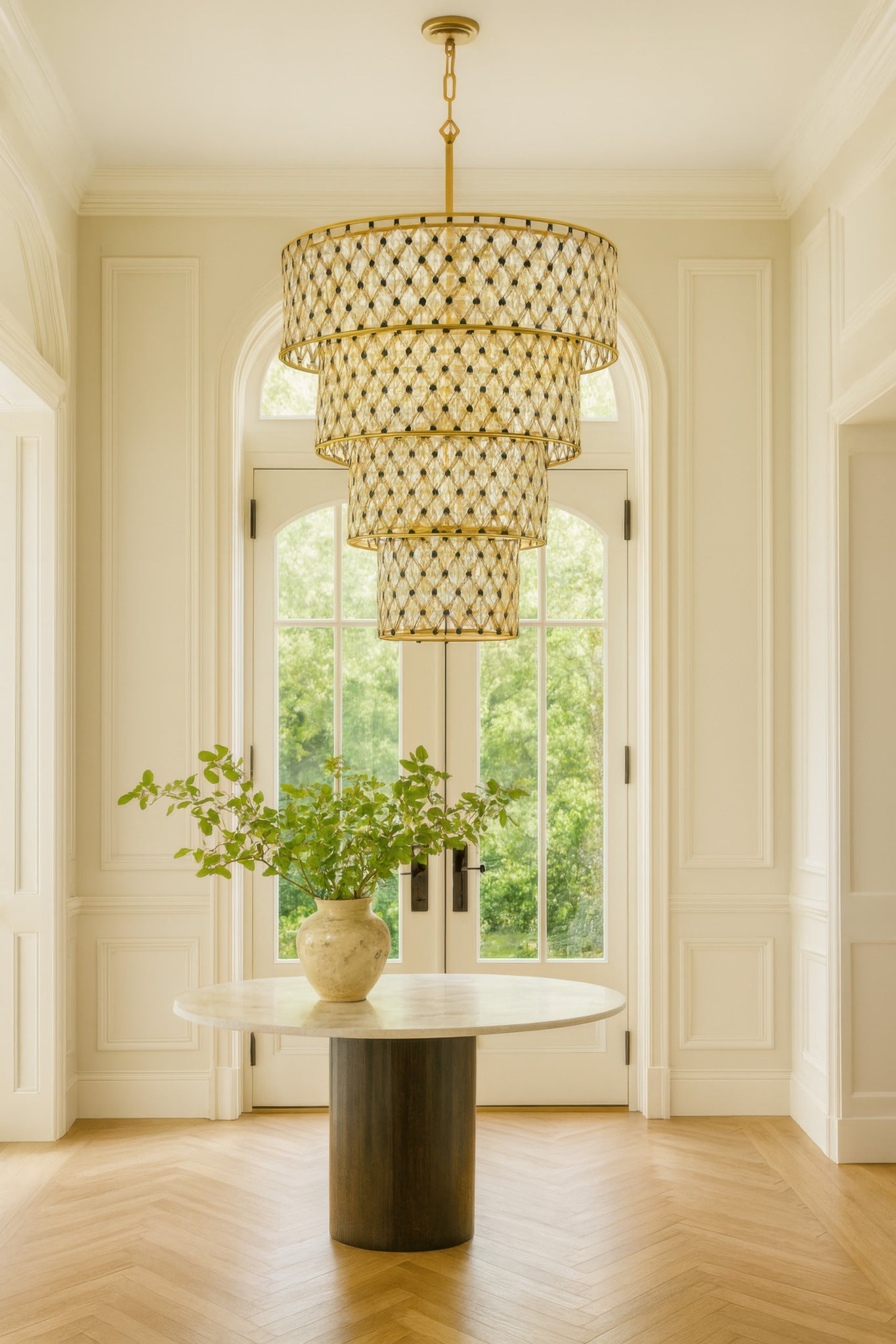 Windsor 21 Light 4-Tier Crystal Chandelier - French Gold/Matte Black