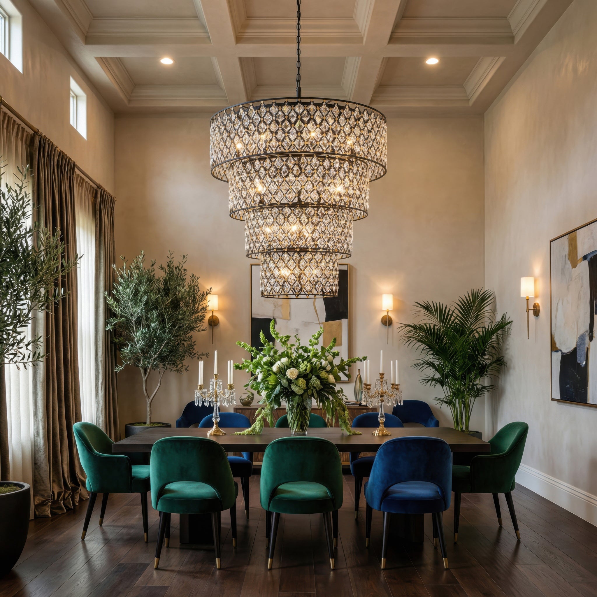 Windsor 21 Light 4-Tier Crystal Chandelier - Carbon/Havana Gold