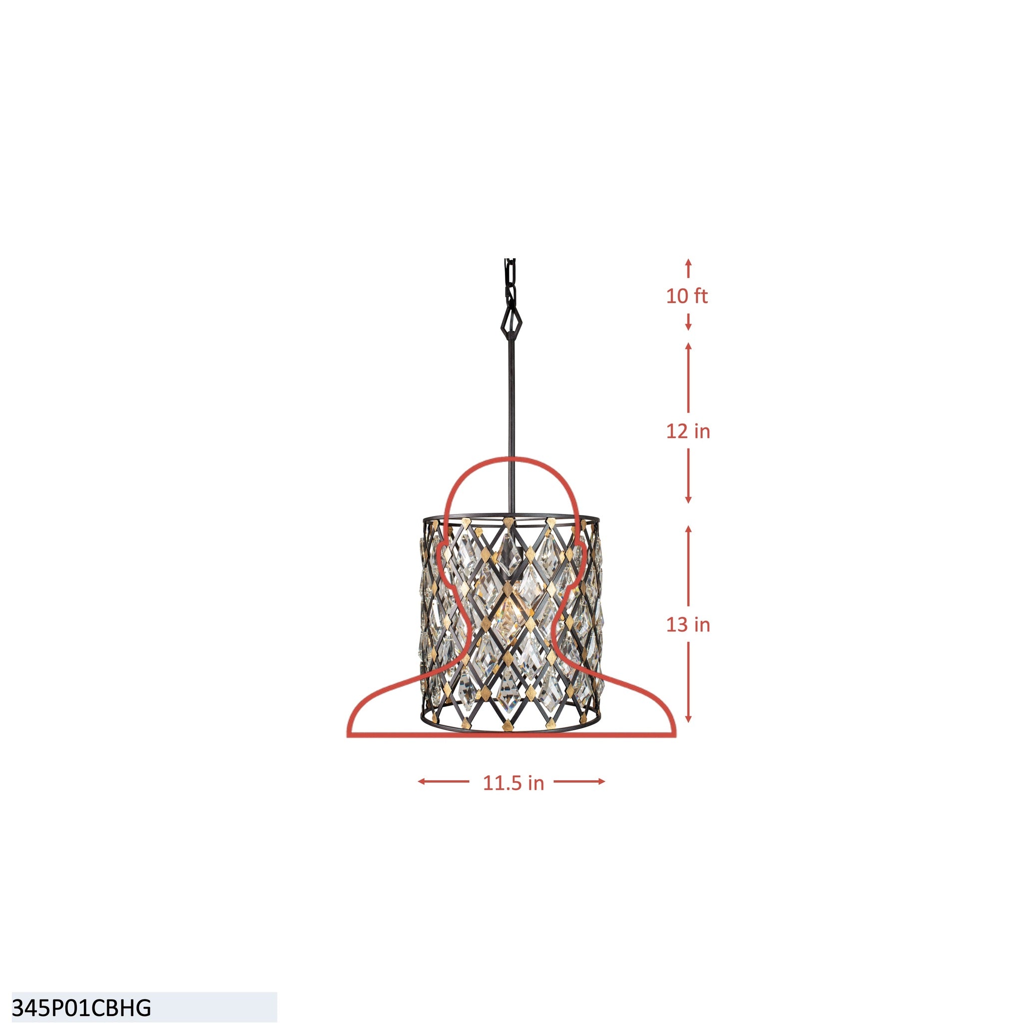 Windsor 1 Light Crystal Pendant - Carbon/Havana Gold