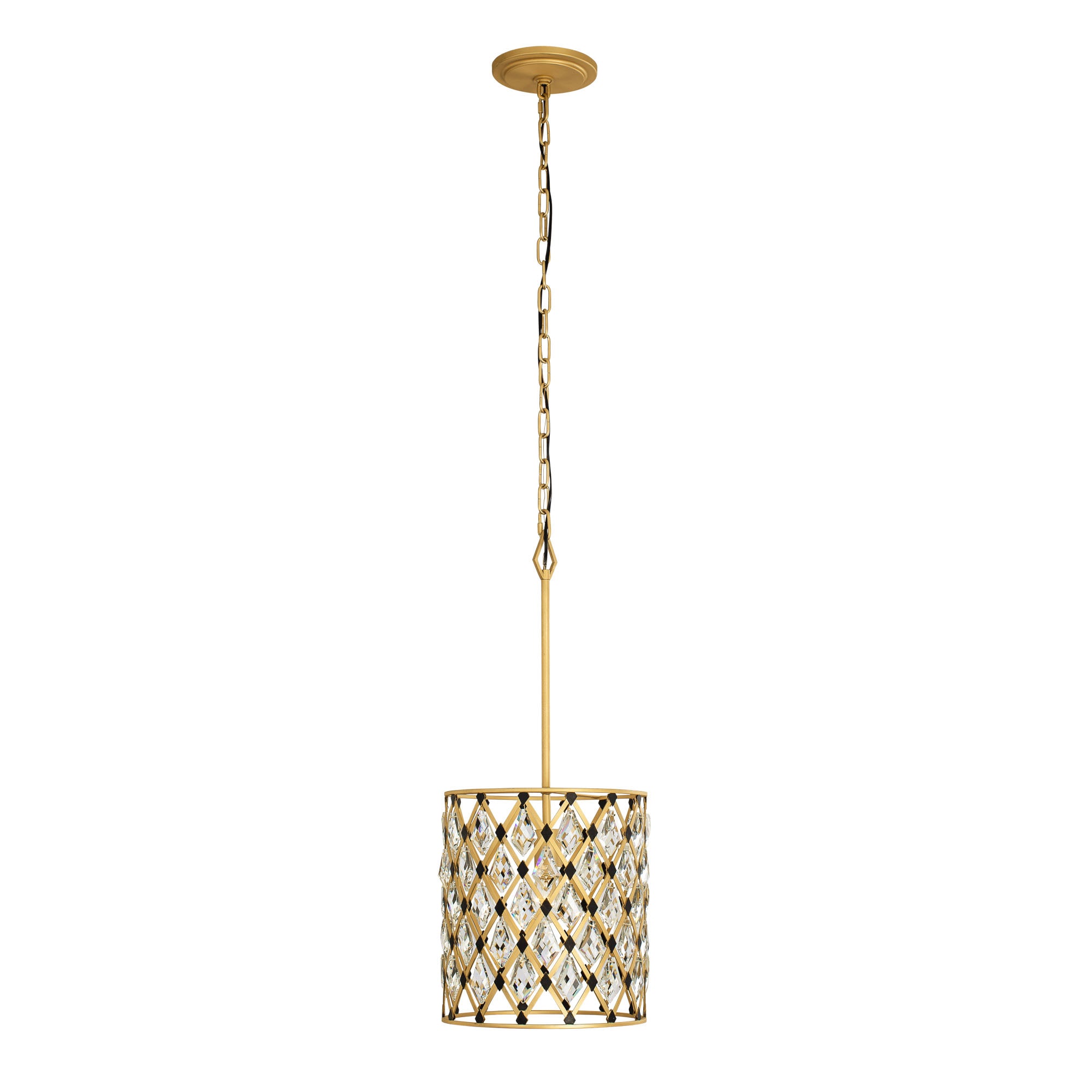 Windsor 1 Light Crystal Pendant - French Gold/Matte Black