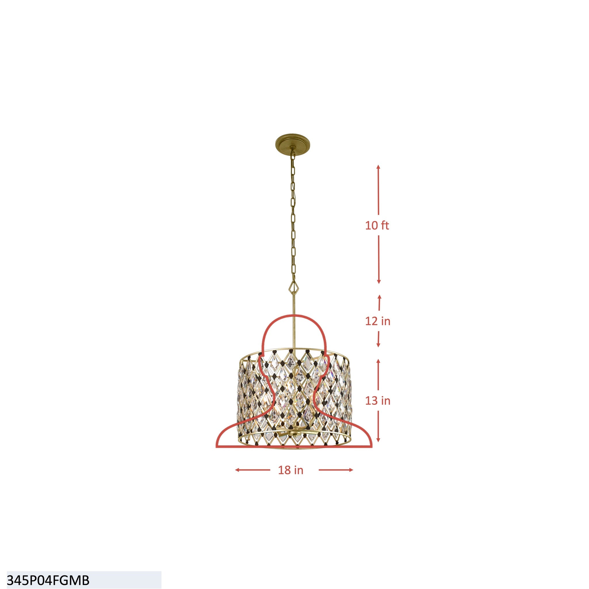 Windsor 4 Light Crystal Pendant - Carbon/Havana Gold