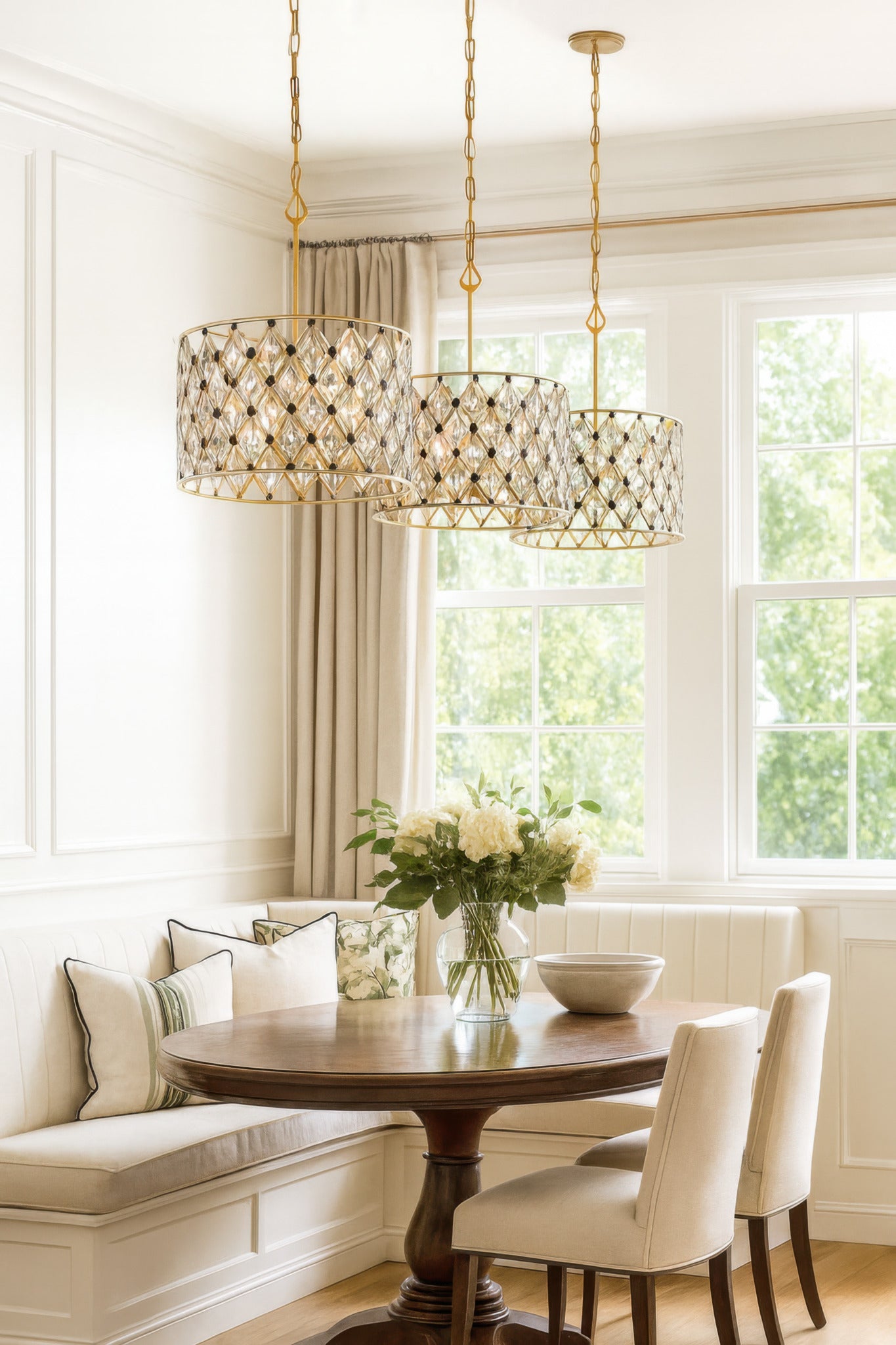 Windsor 4 Light Crystal Pendant - French Gold/Matte Black