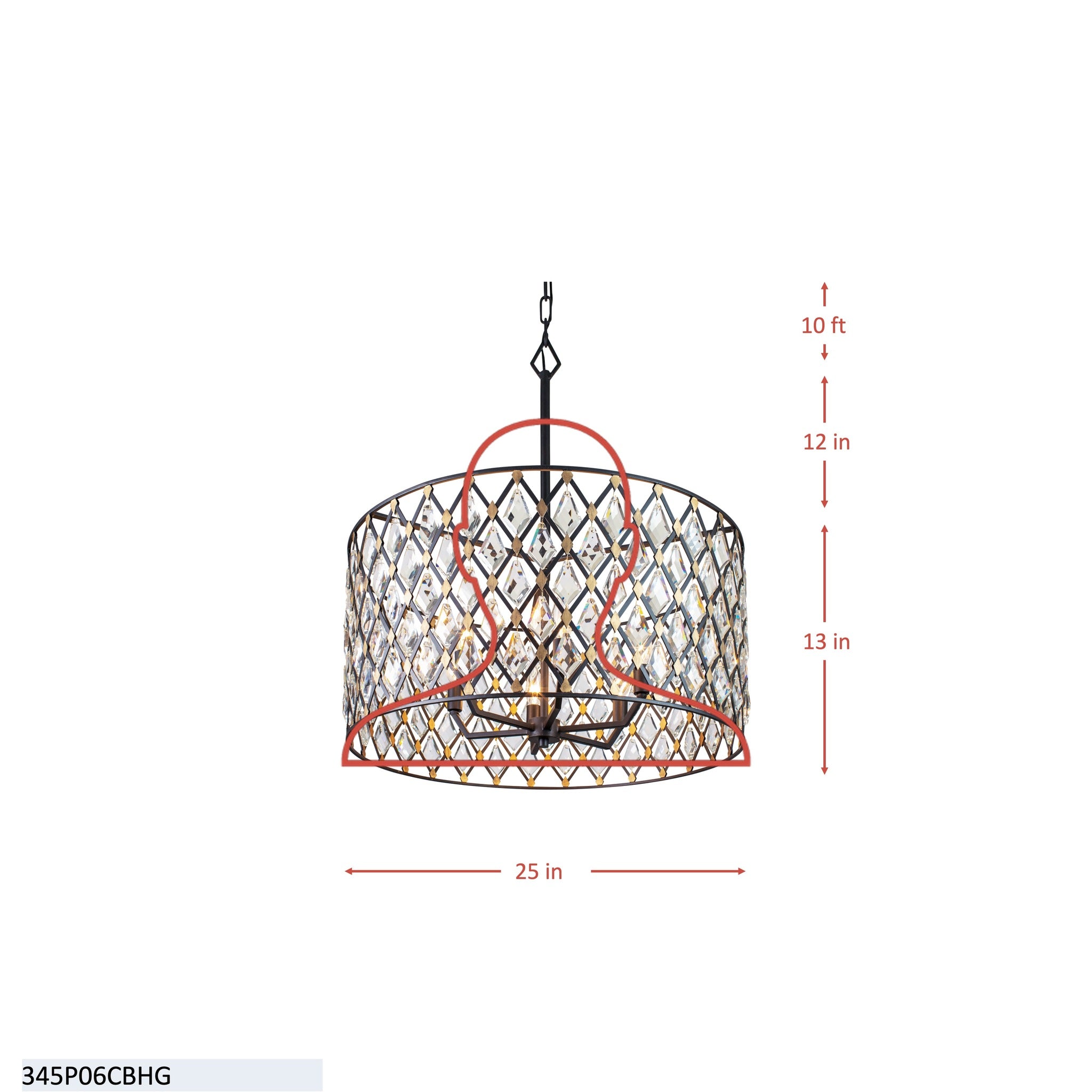 Windsor 6 Light Crystal Pendant - Carbon/Havana Gold