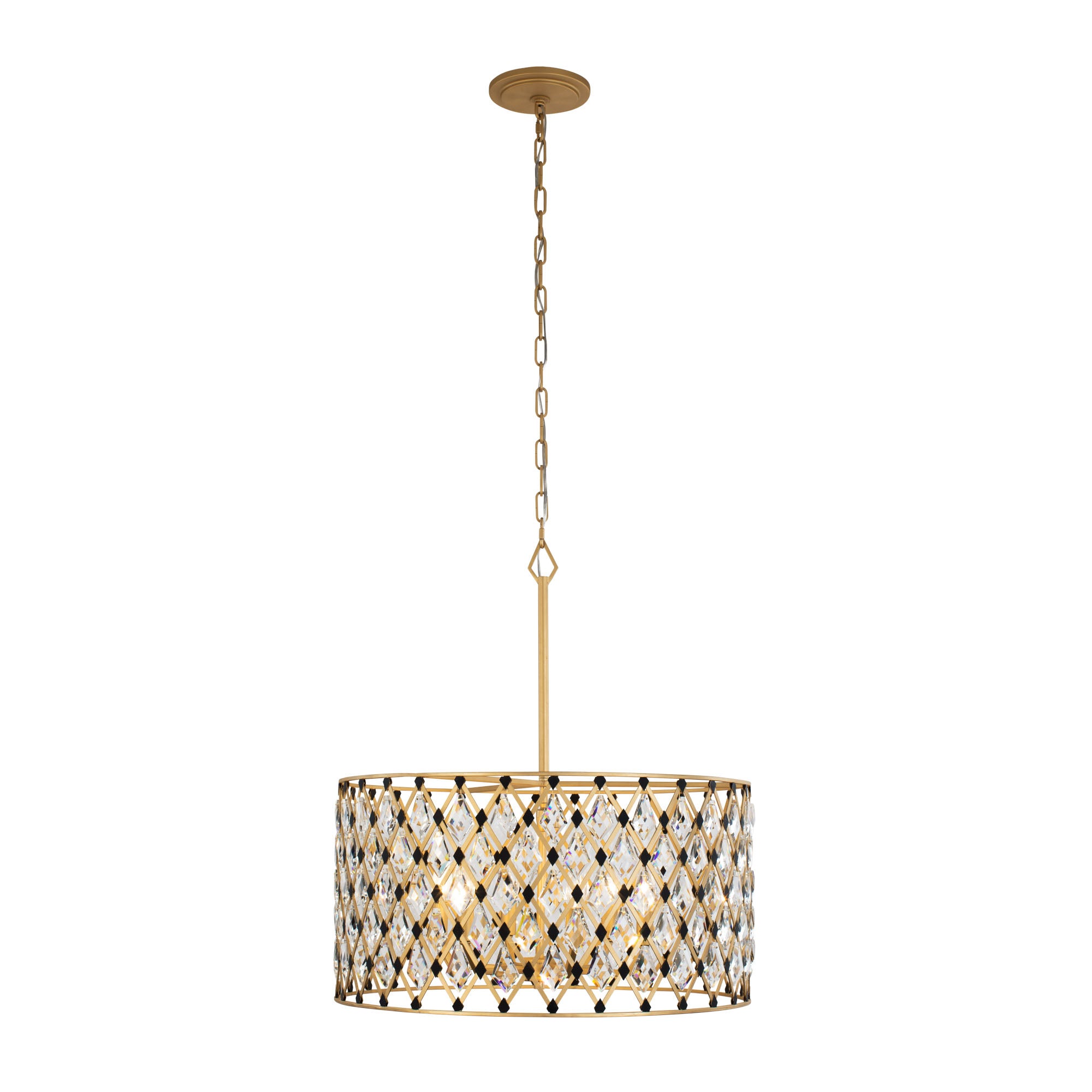 Windsor 6 Light Crystal Pendant - French Gold/Matte Black