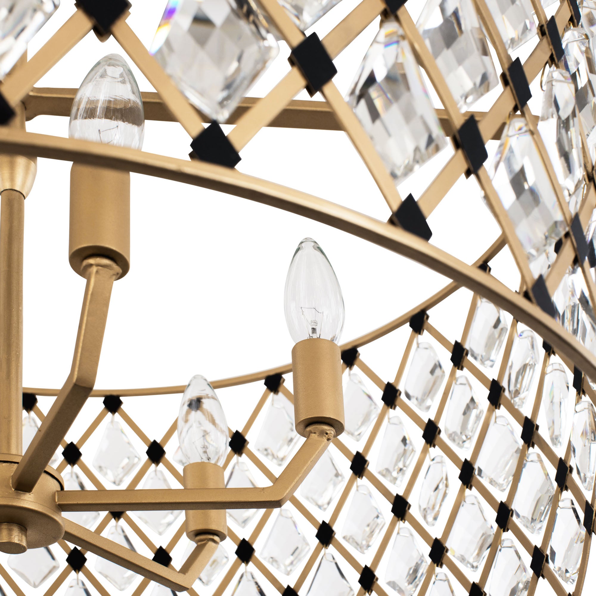 Windsor 6 Light Crystal Pendant - French Gold/Matte Black