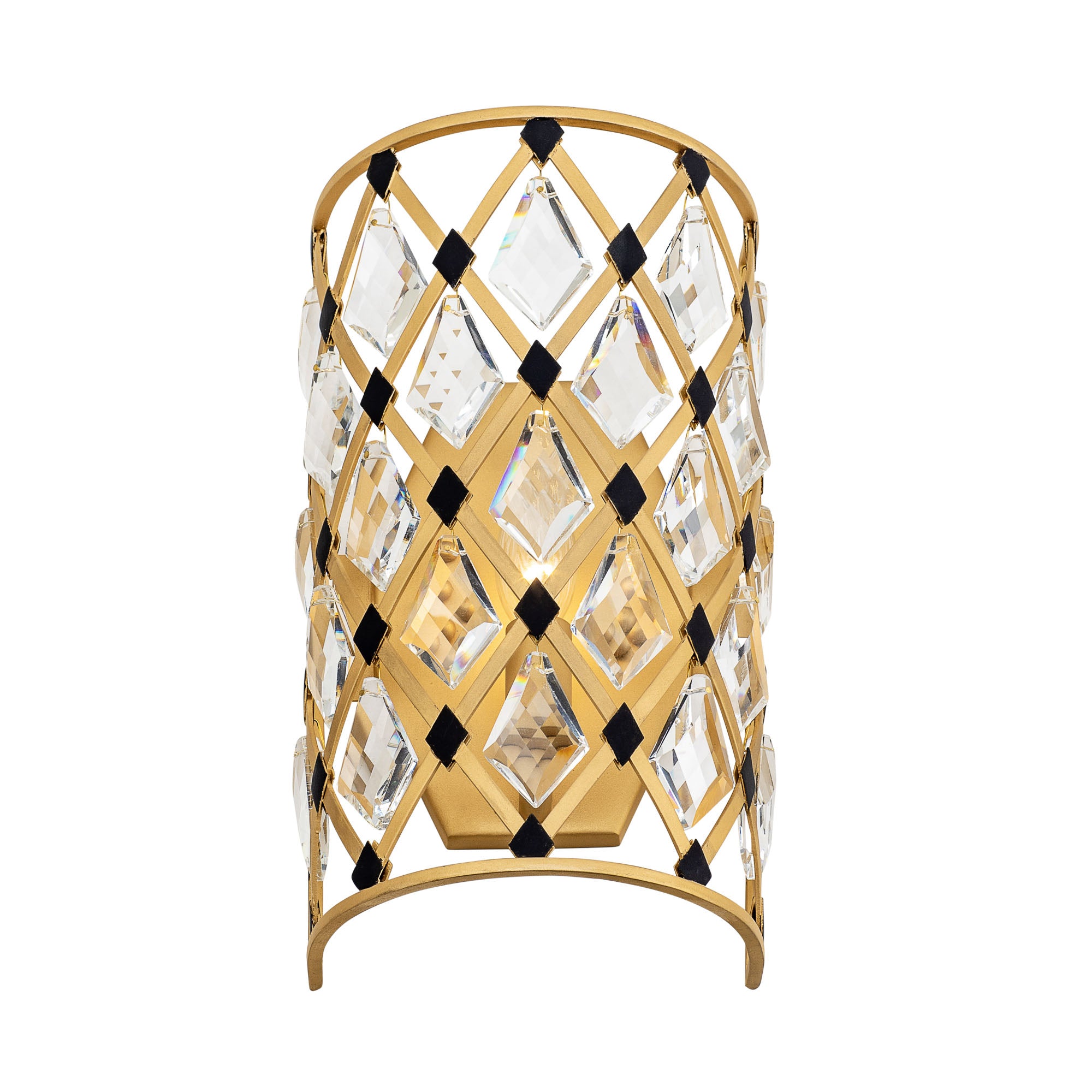 Windsor 1 Light Crystal Sconce - French Gold/Matte Black
