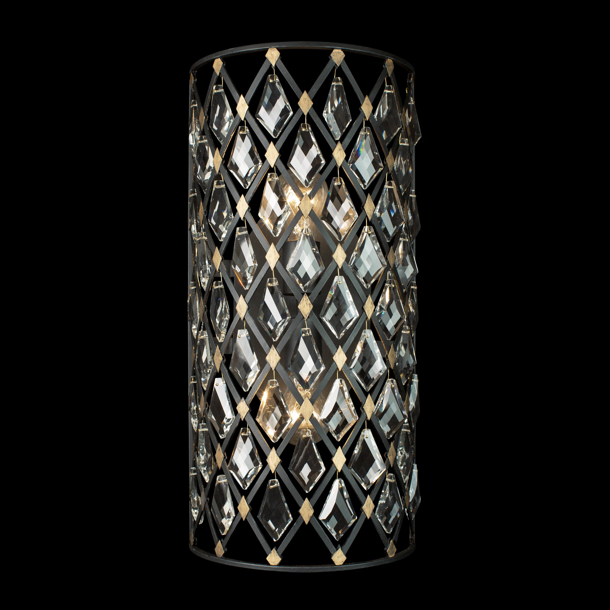 Windsor 2 Light Crystal Sconce/Bath - Carbon/Havana Gold