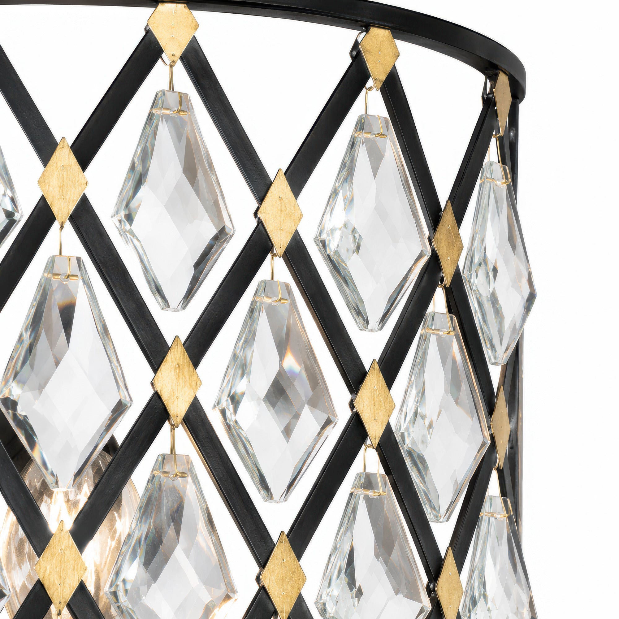 Windsor 2 Light Crystal Sconce/Bath - Carbon/Havana Gold