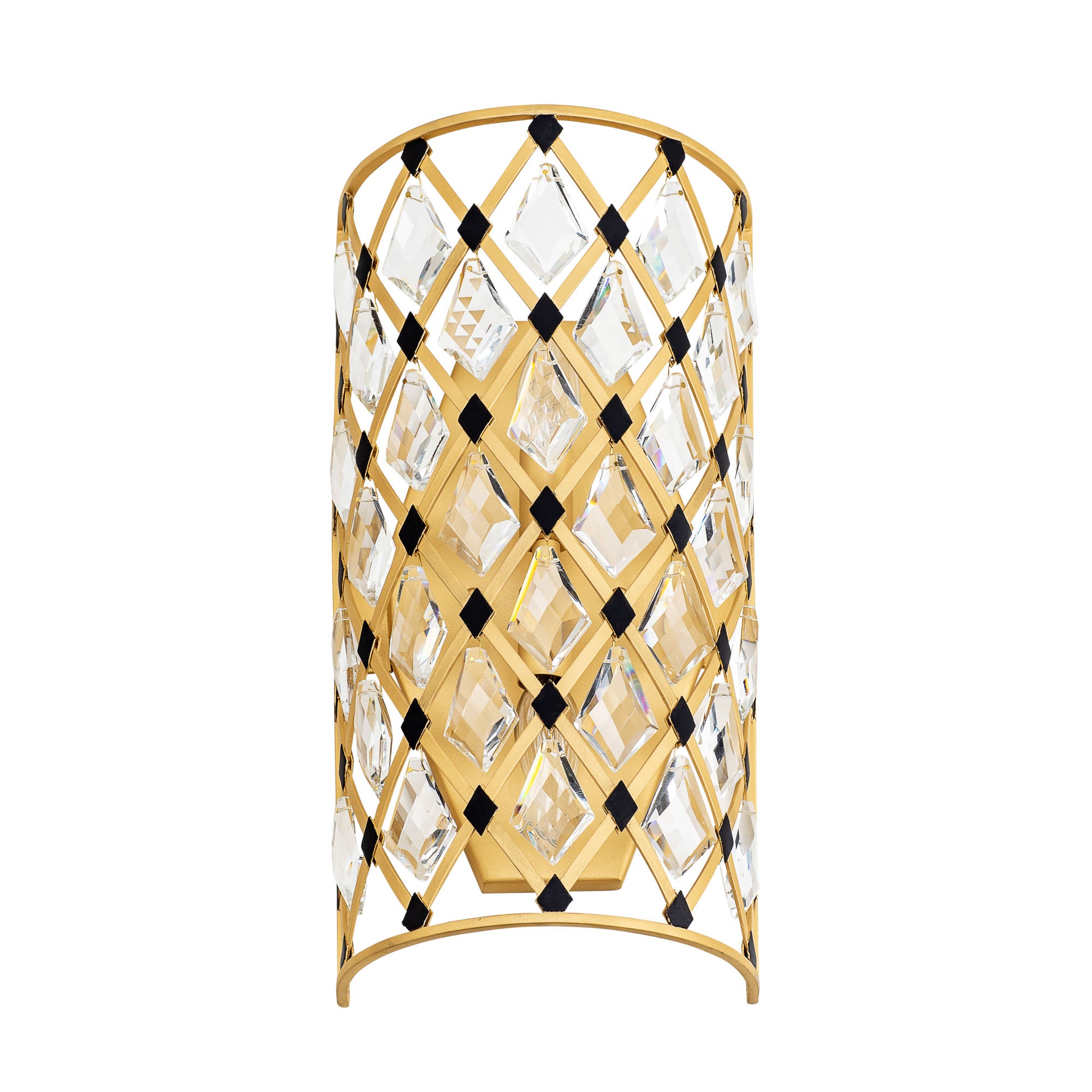 Windsor 2 Light Crystal Sconce - French Gold/Matte Black