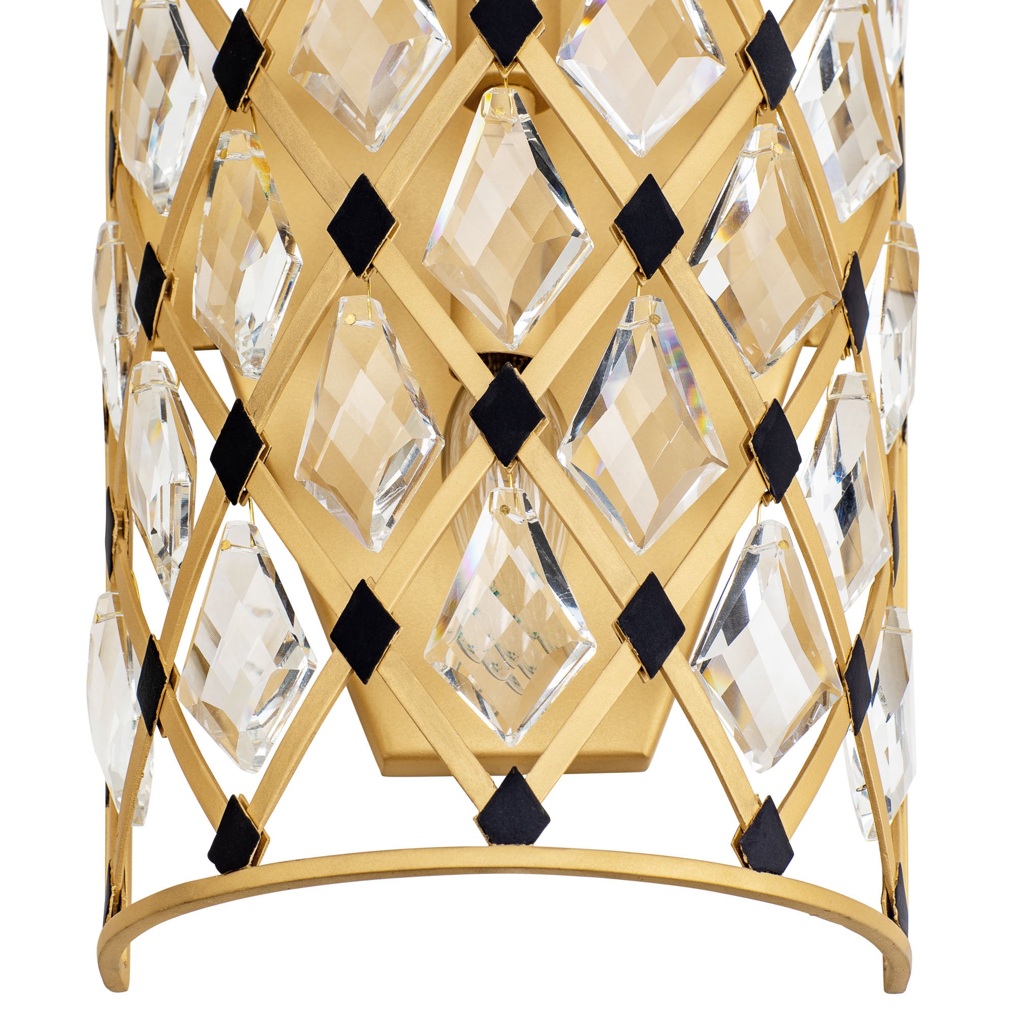 Windsor 2 Light Crystal Sconce - French Gold/Matte Black