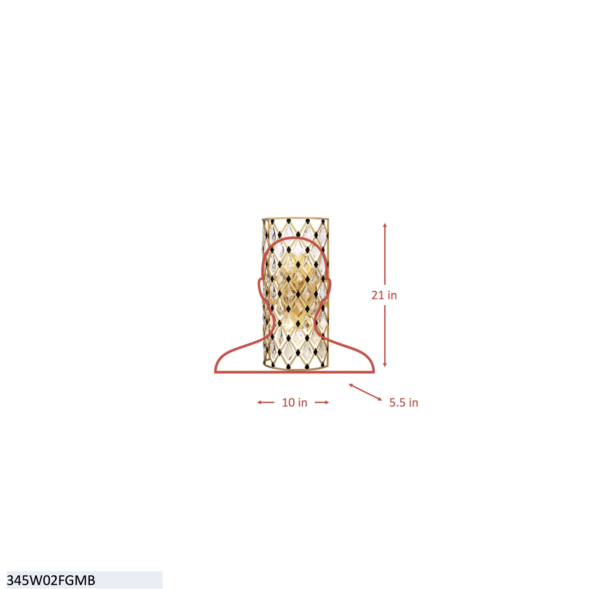 Windsor 2 Light Crystal Sconce - French Gold/Matte Black