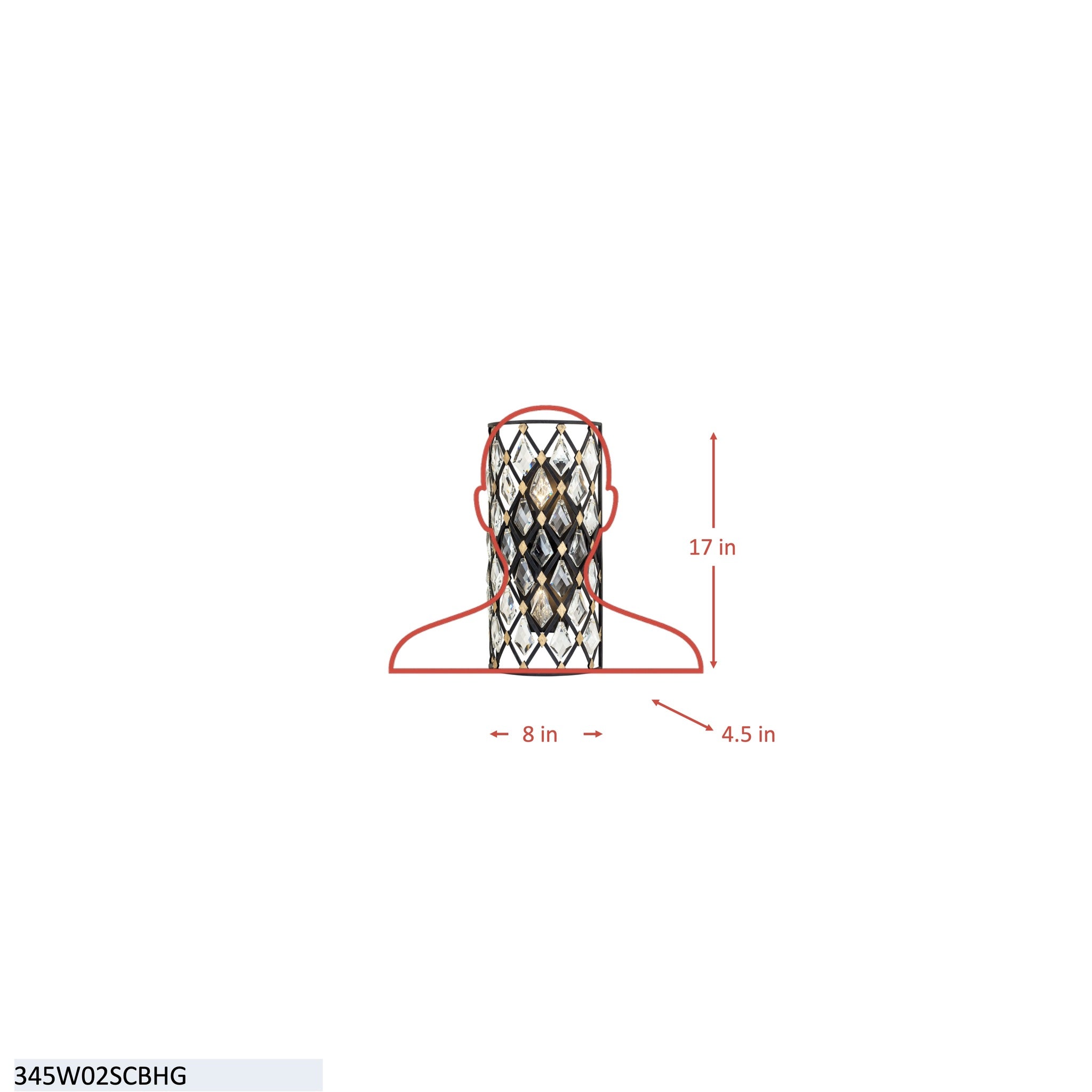 Windsor 2 Light Crystal Sconce - Carbon/Havana Gold