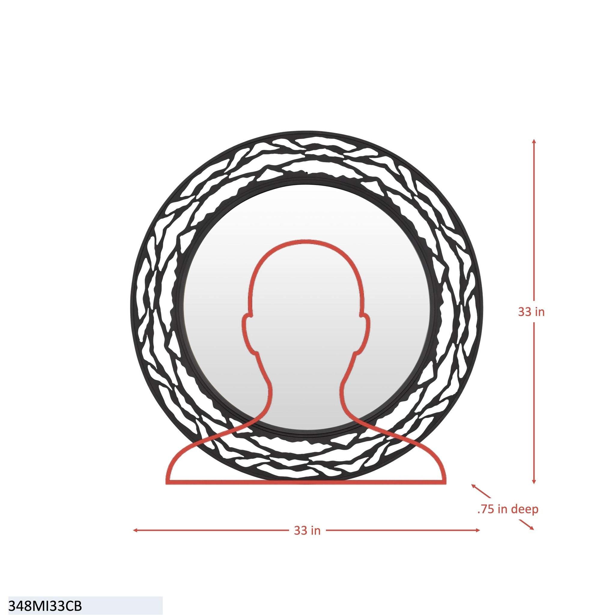 Kato 33-in Round Mirror - Carbon
