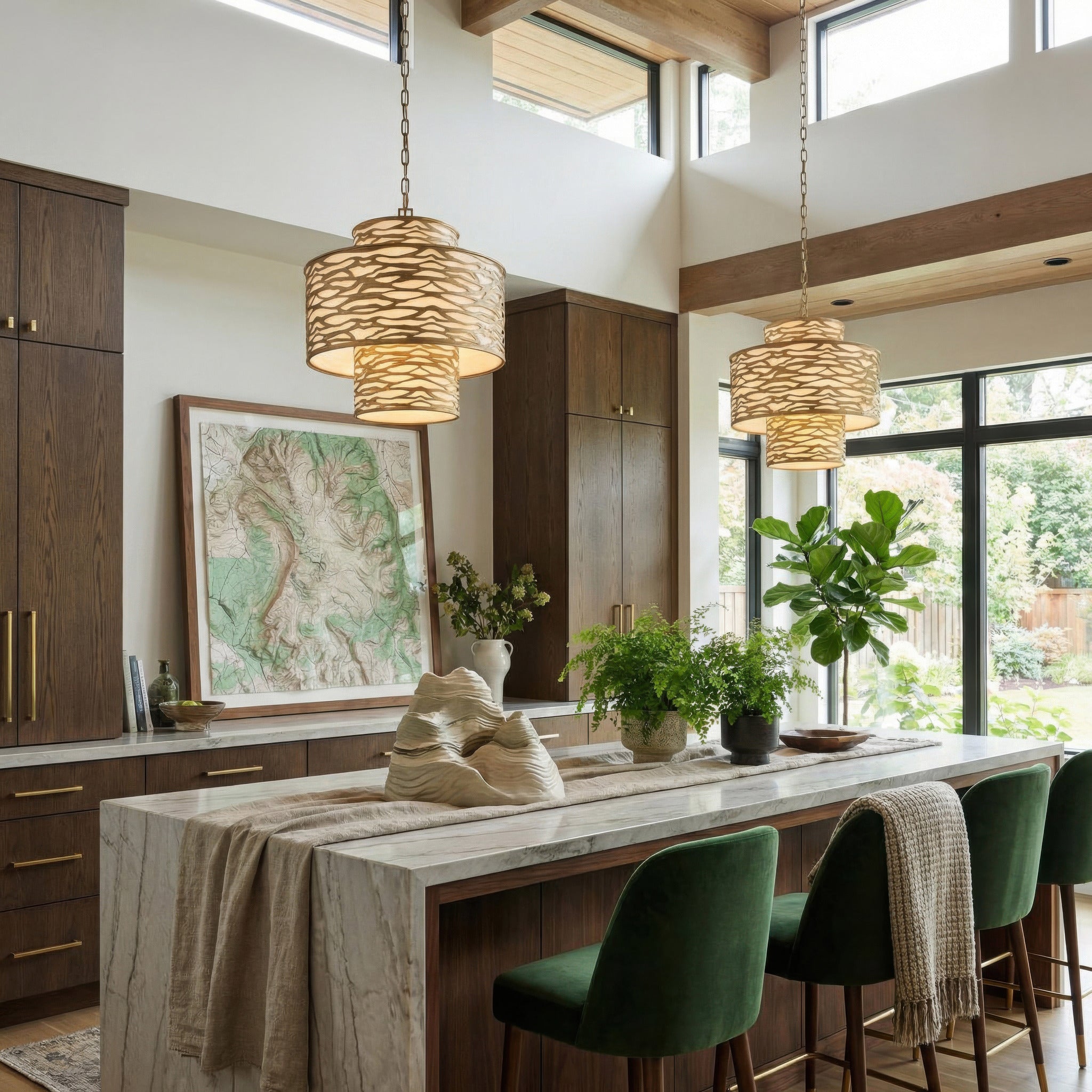 Kato 4 Light 3-Tier Pendant - Havana Gold