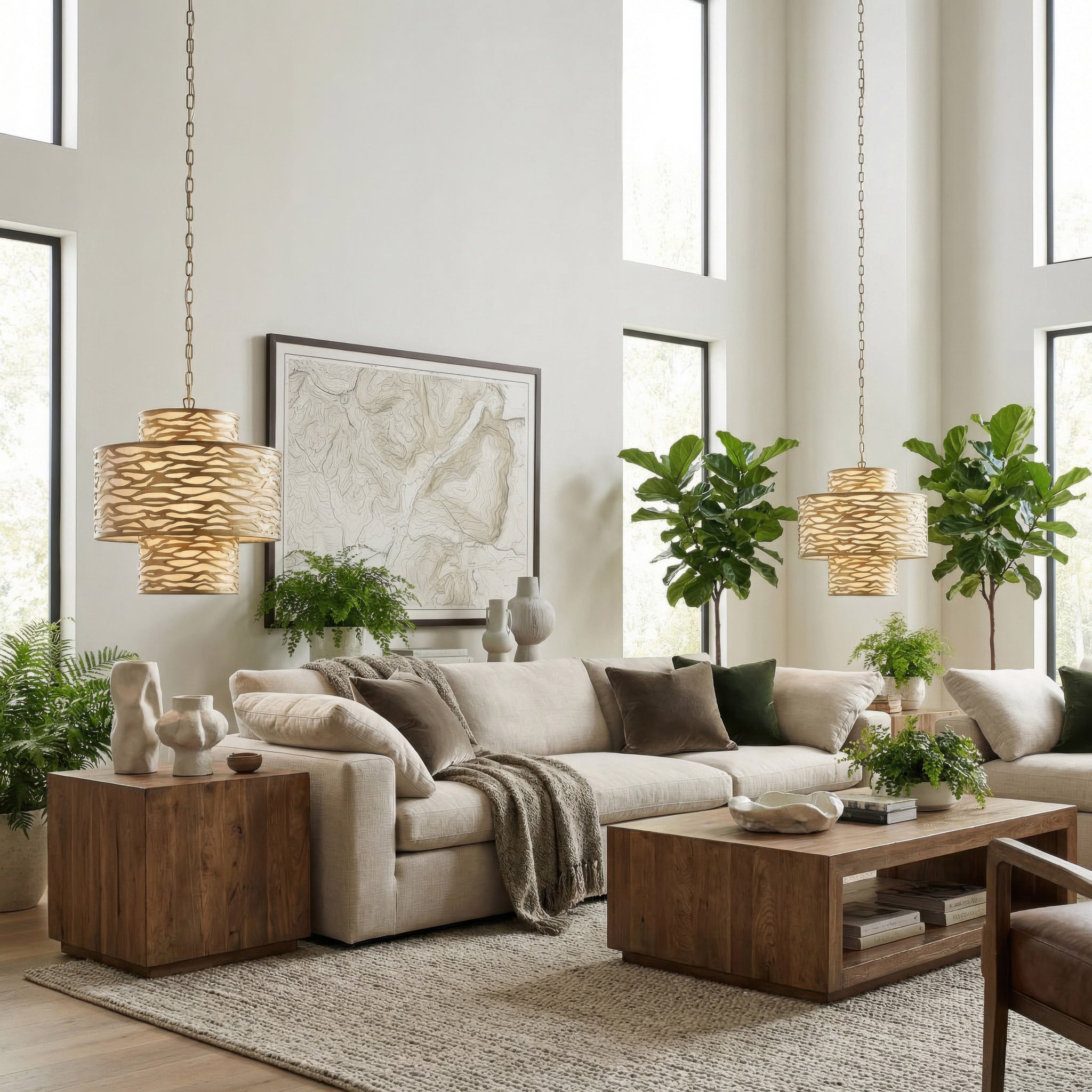 Kato 4 Light 3-Tier Pendant - Havana Gold