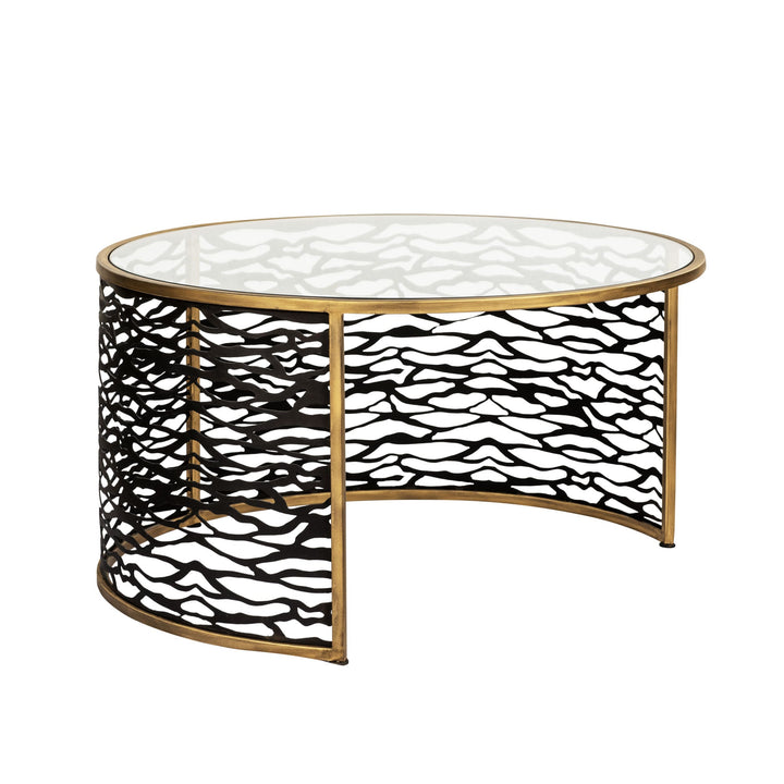 Kato 348TC32NHGCB Nesting Coffee Table and Ottoman - Havana Gold/Carbon