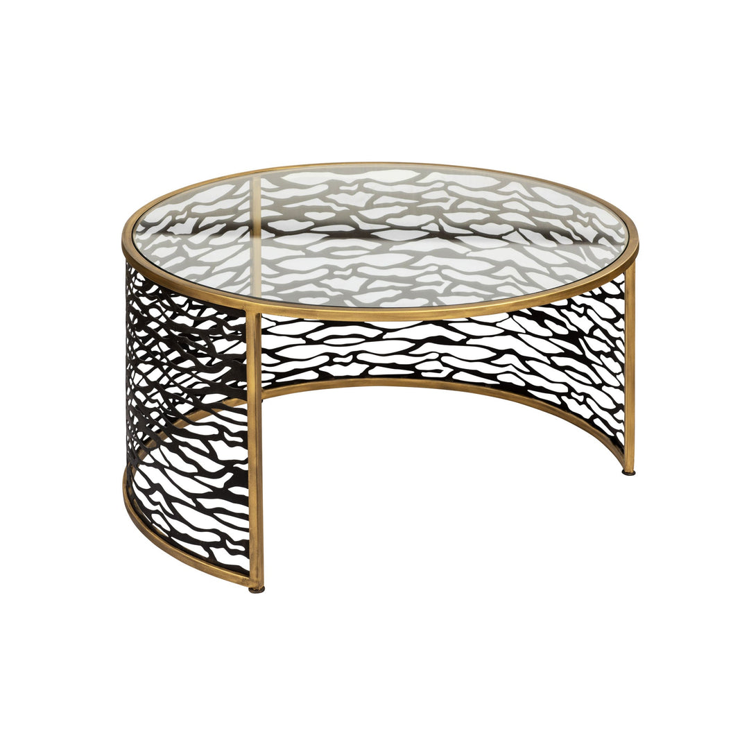 Kato 348TC32NHGCB Nesting Coffee Table and Ottoman - Havana Gold/Carbon