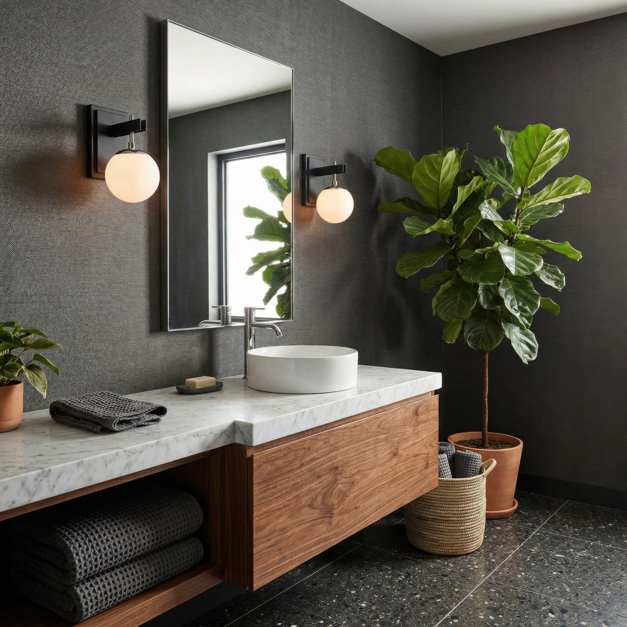 Allie 1 Light Bath - Black/Polished Nickel