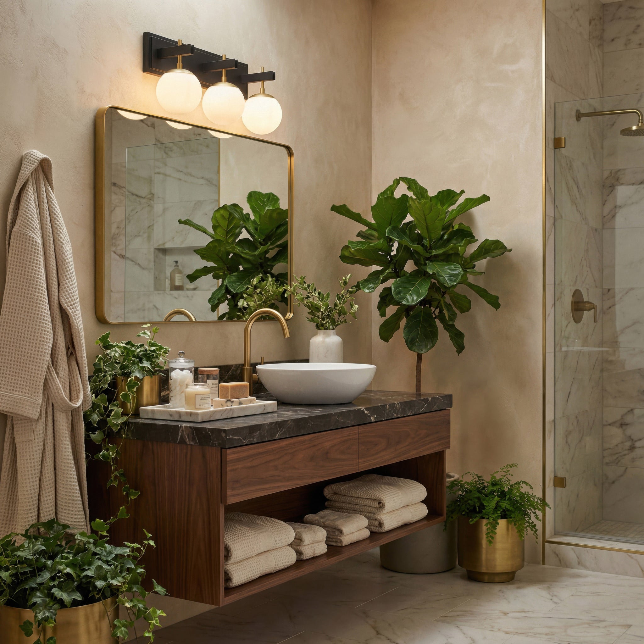 Allie 3 Light Bath - Black/Satin Brass