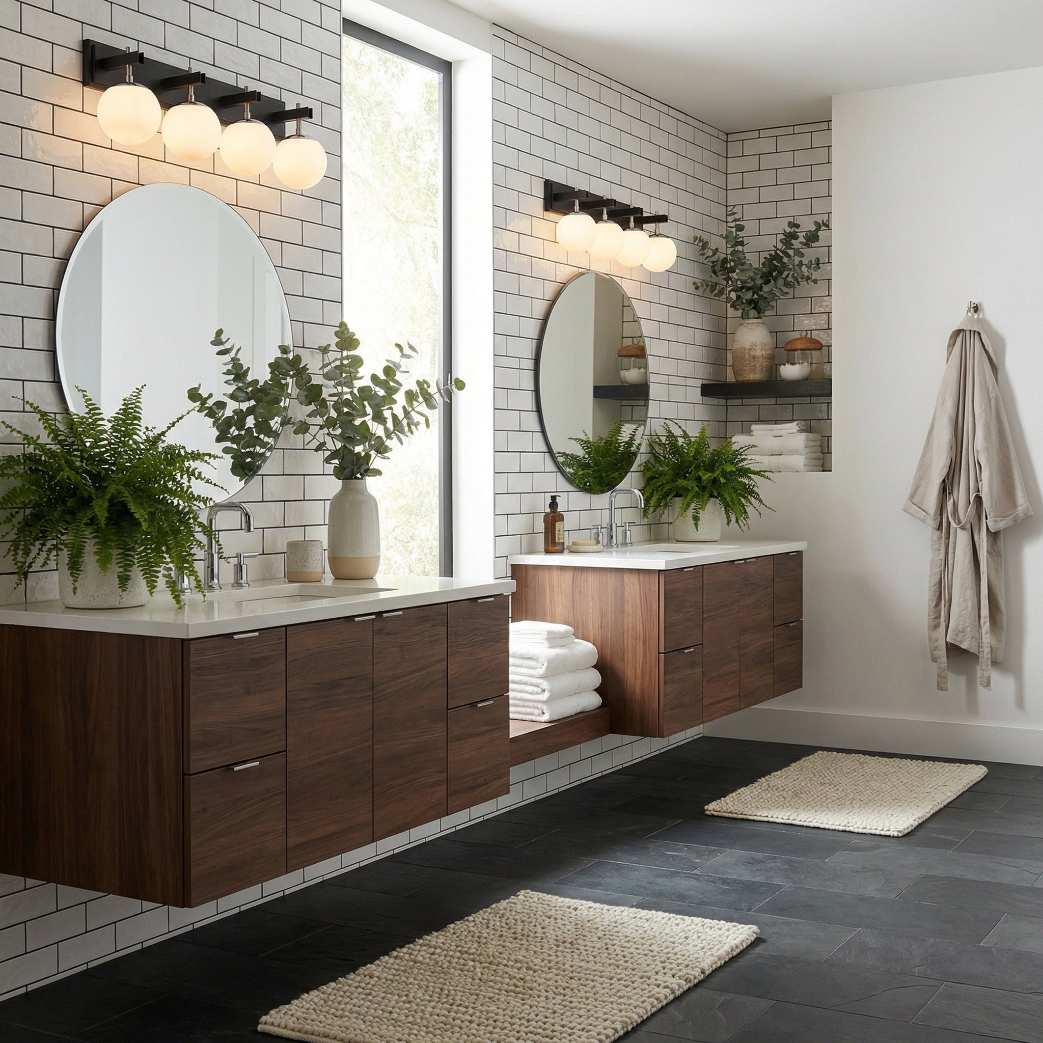Allie 4 Light Bath - Black/Polished Nickel