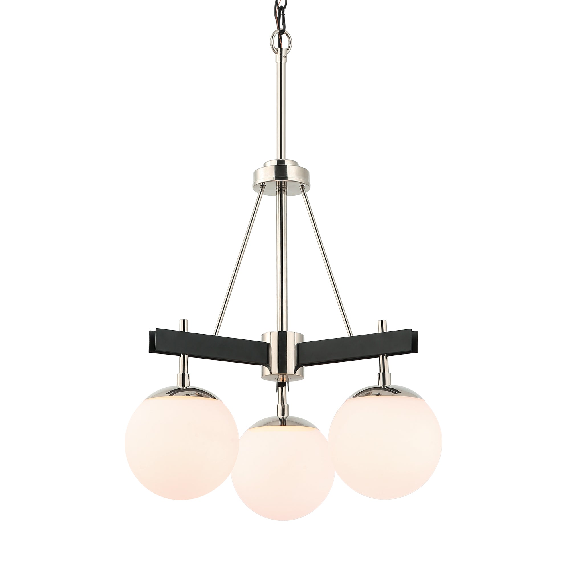 Allie 3-Light Chandelier - Black/Polished Nickel