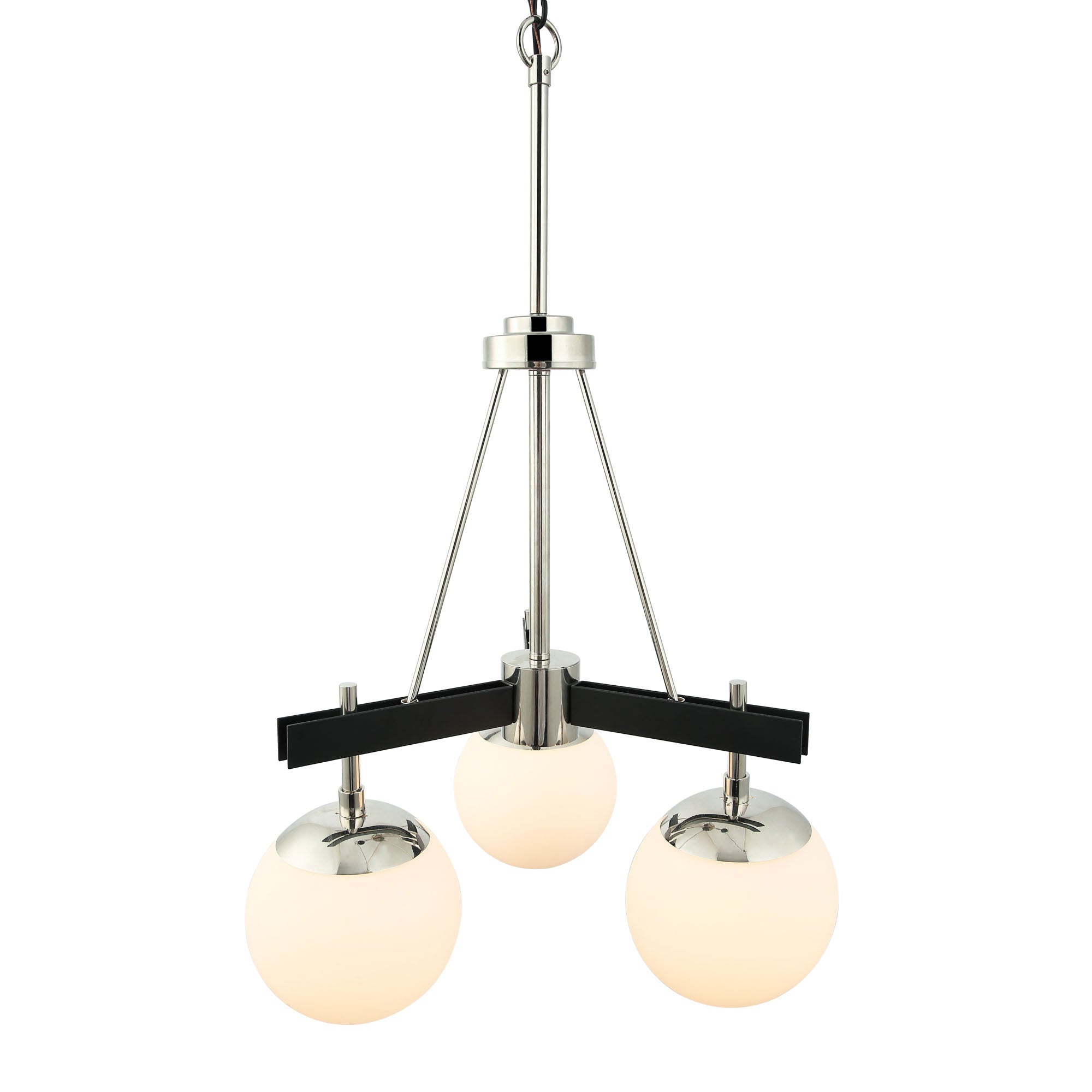Allie 3 Light Chandelier - Black/Polished Nickel