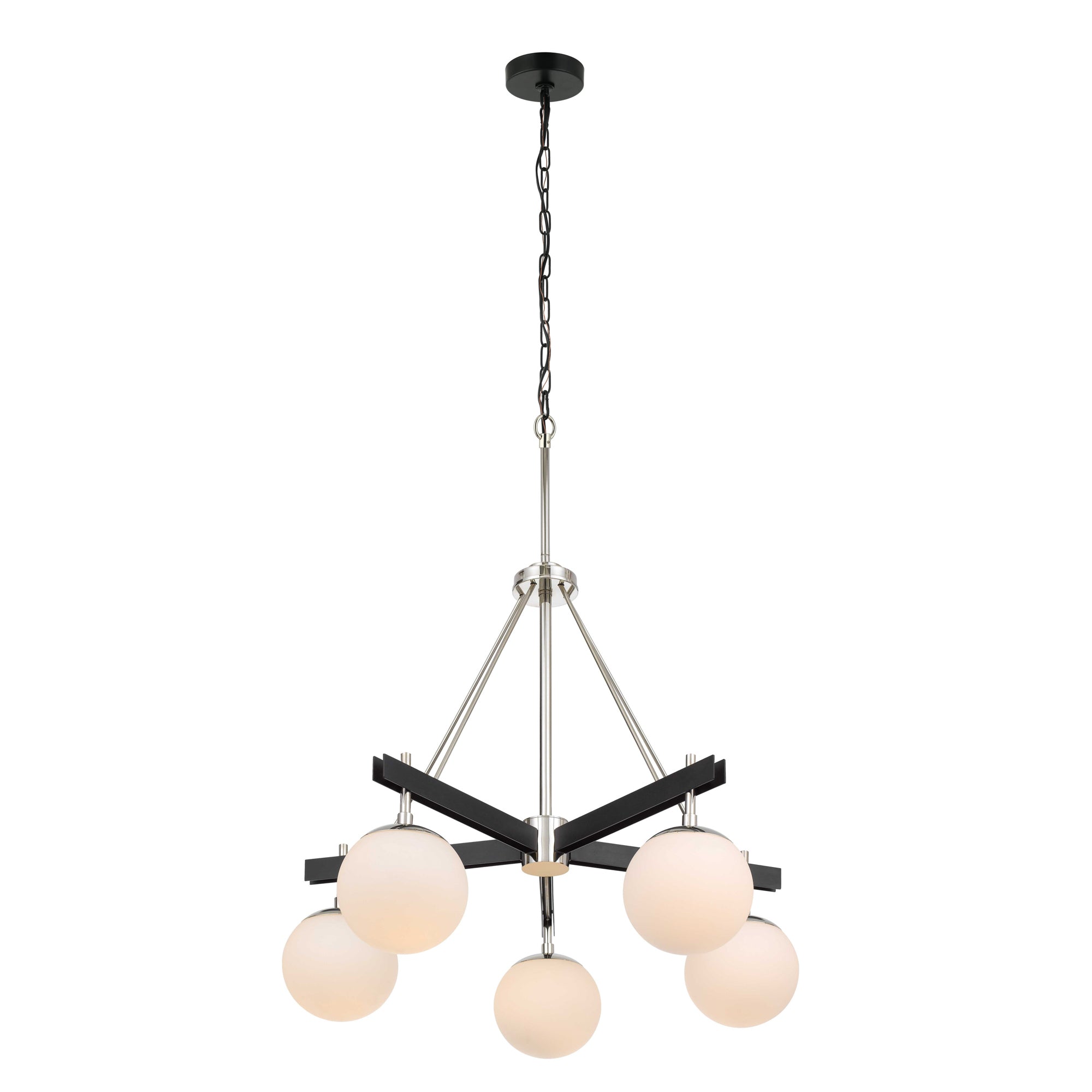 Allie 5 Light Chandelier - Black/Polished Nickel