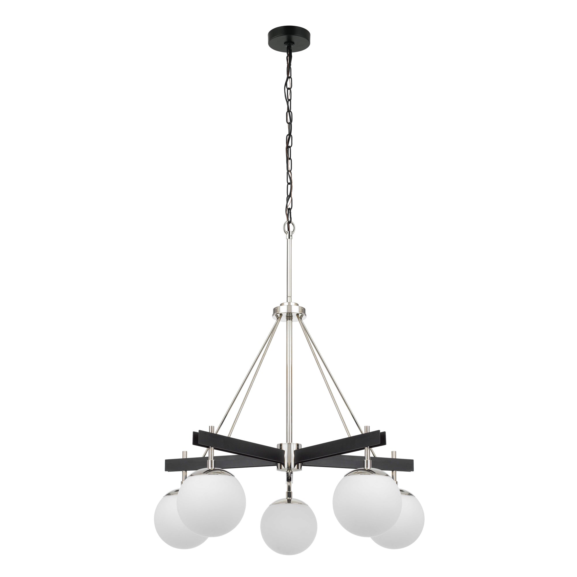 Allie 5 Light Chandelier - Black/Polished Nickel