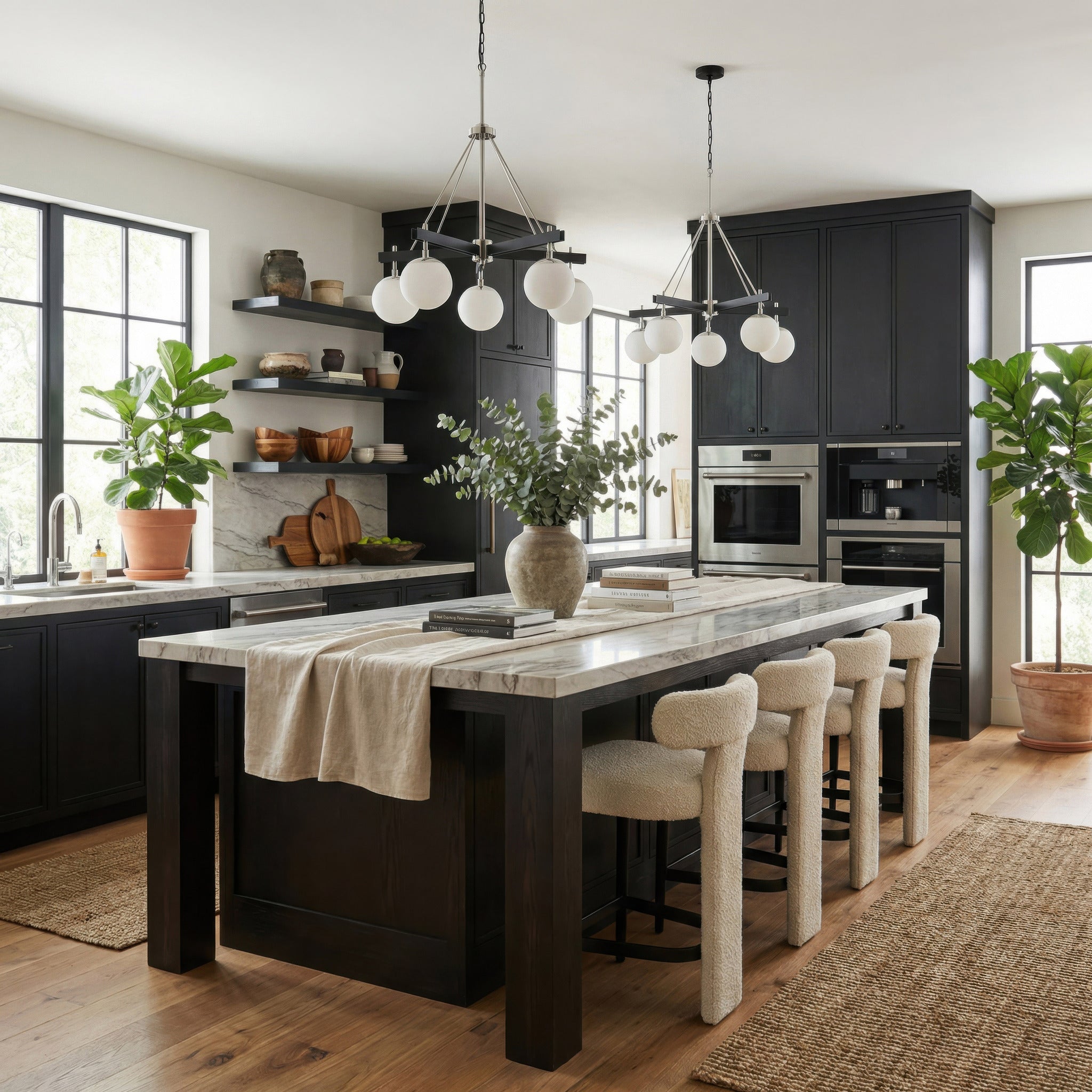 Allie 5 Light Chandelier - Black/Polished Nickel