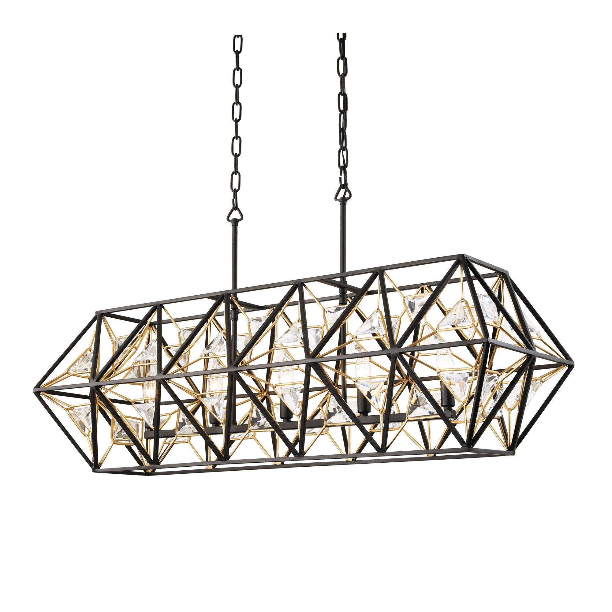 Marcia 5-Light Linear Pendant - Matte Black/French Gold