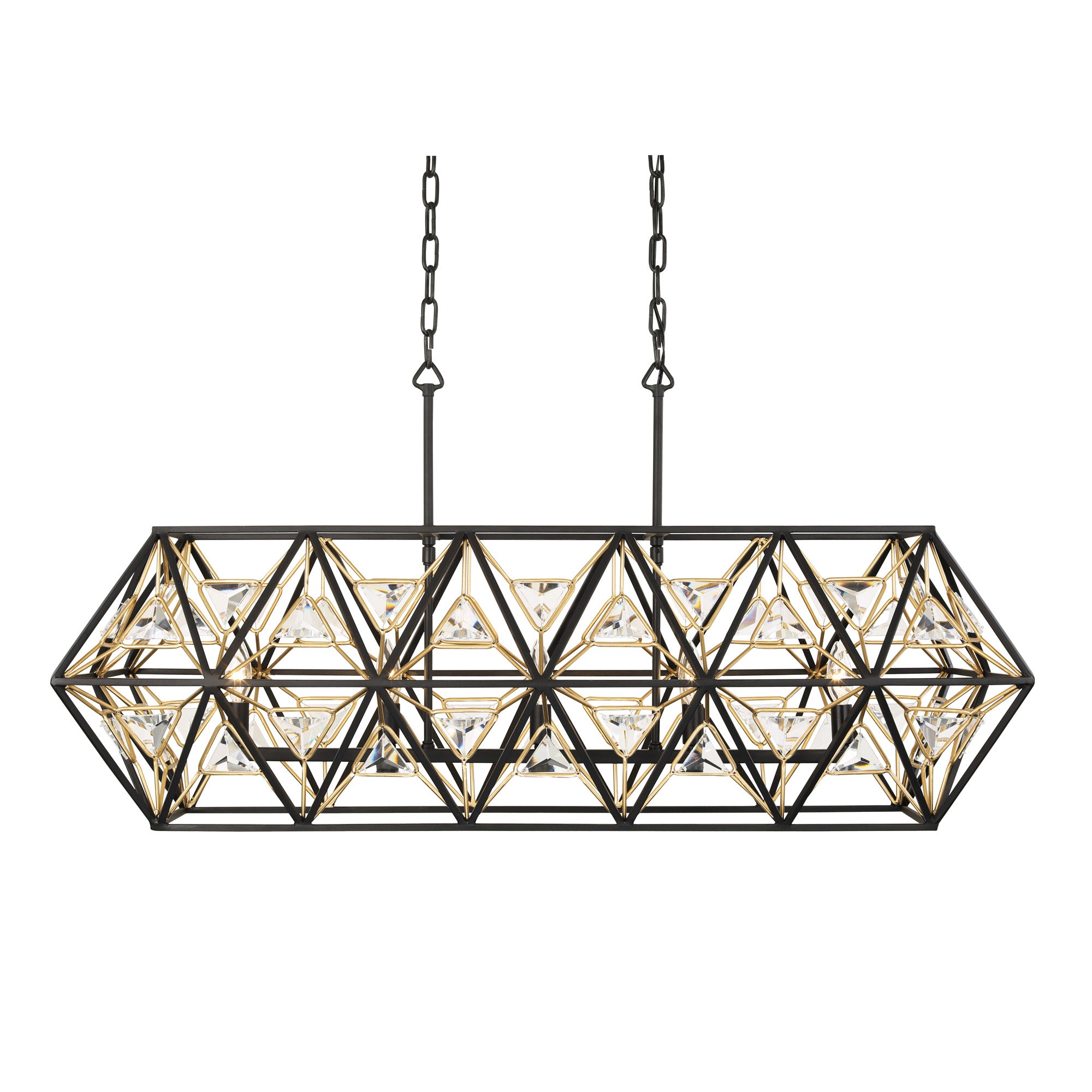 Marcia 5-Light Linear Pendant - Matte Black/French Gold