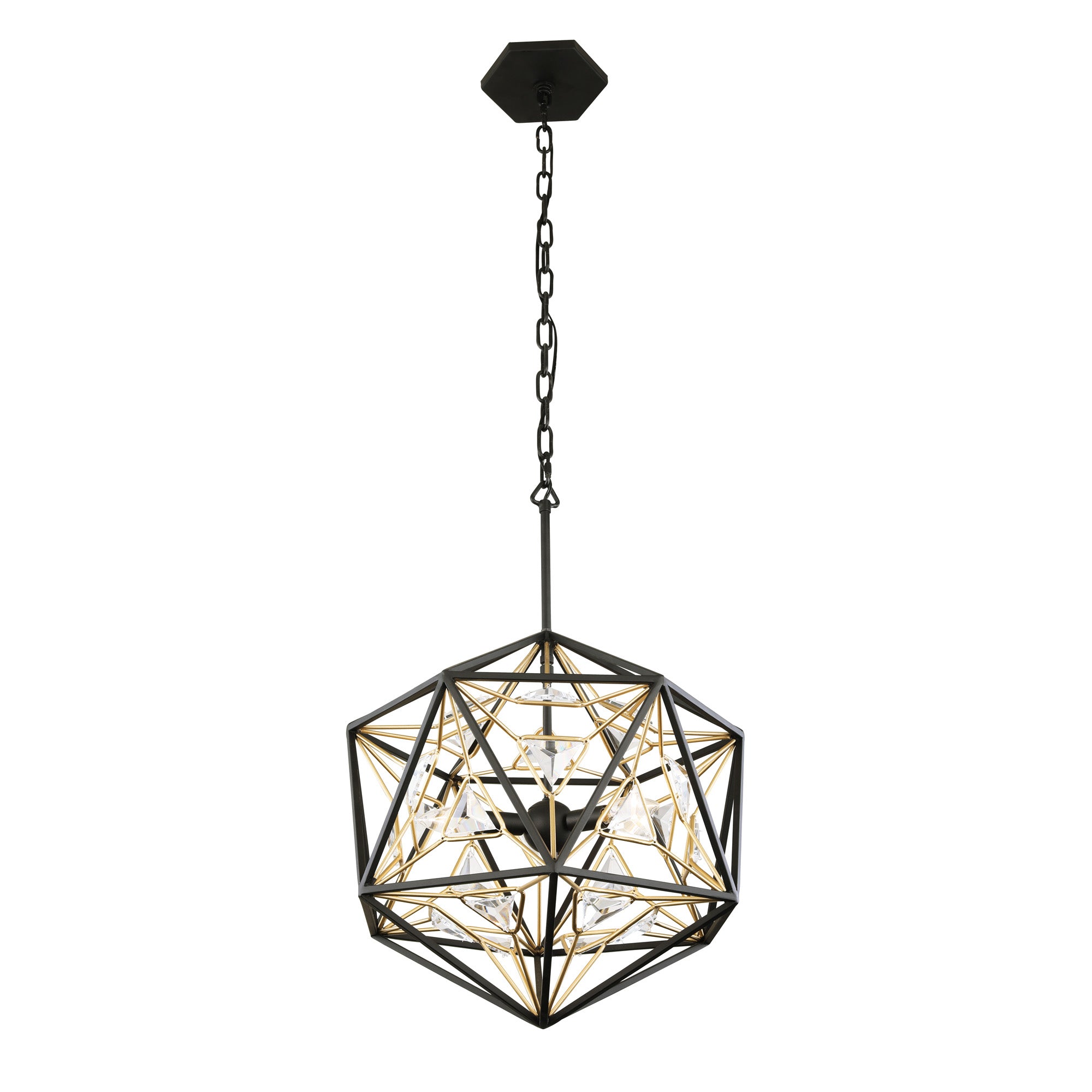 Marcia 3-Light Orb Pendant - Matte Black/French Gold